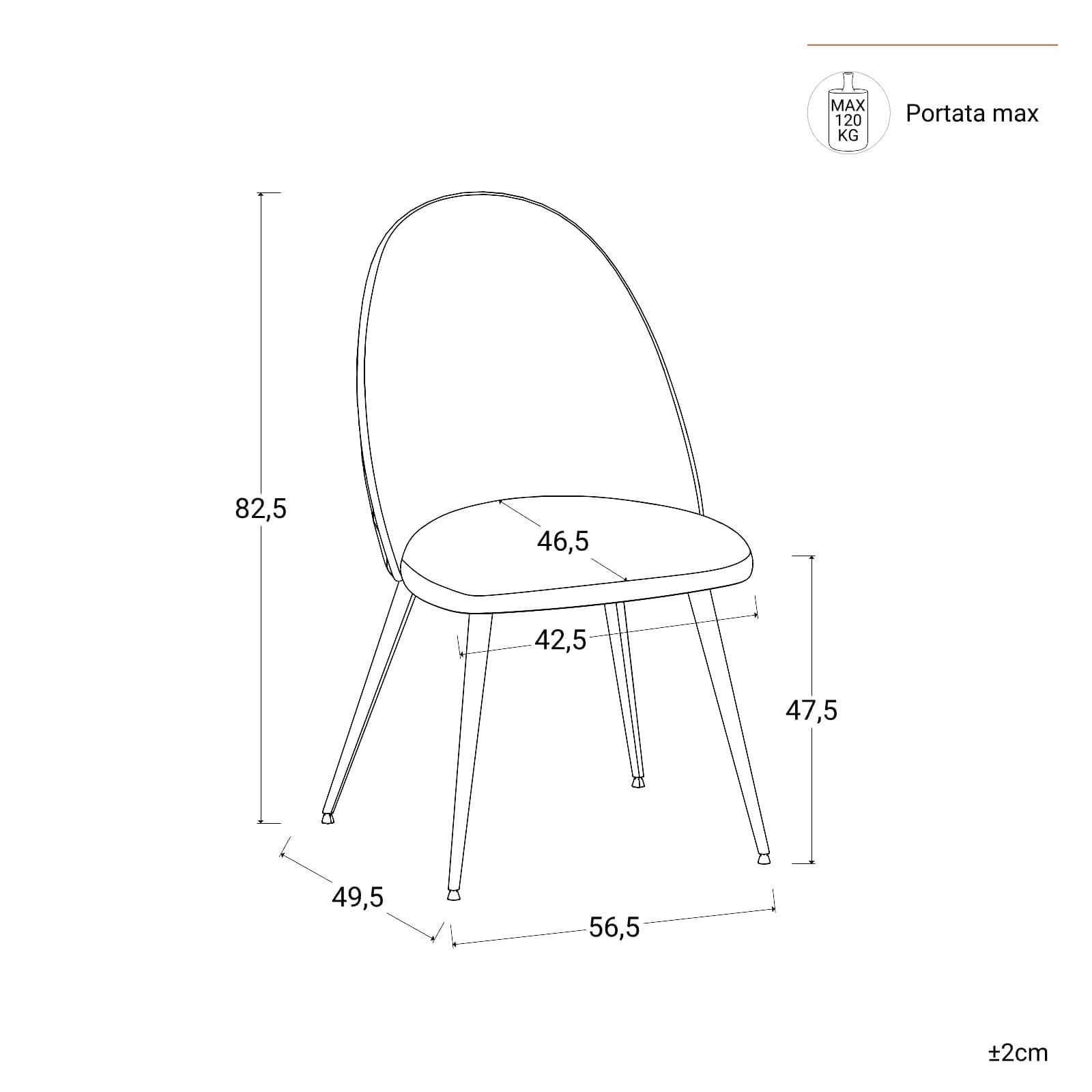 Set 2 sedie in similpelle grigio e gambe nere - Kubra