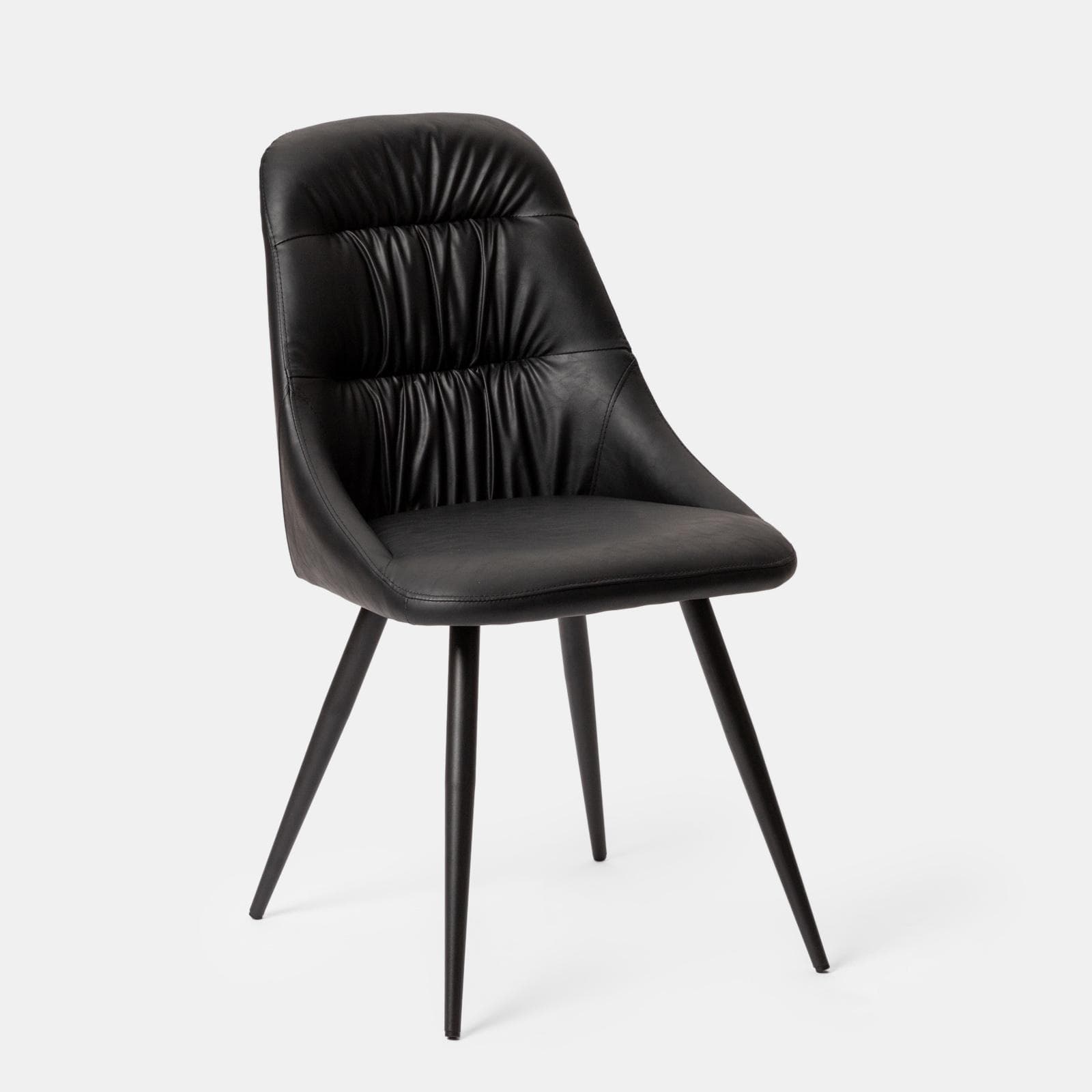 Set 2 sedie in similpelle nera con gambe in metallo nero - Majy