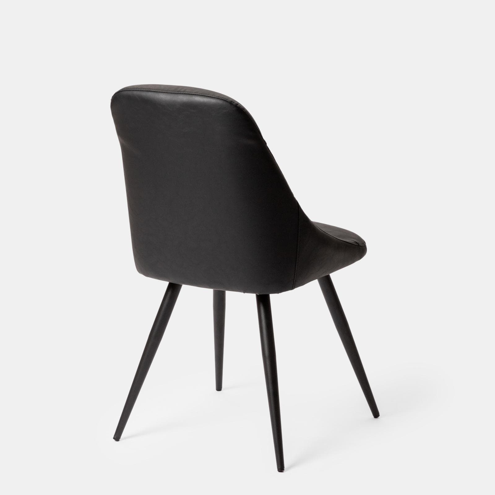 Set 2 sedie in similpelle nera con gambe in metallo nero - Majy