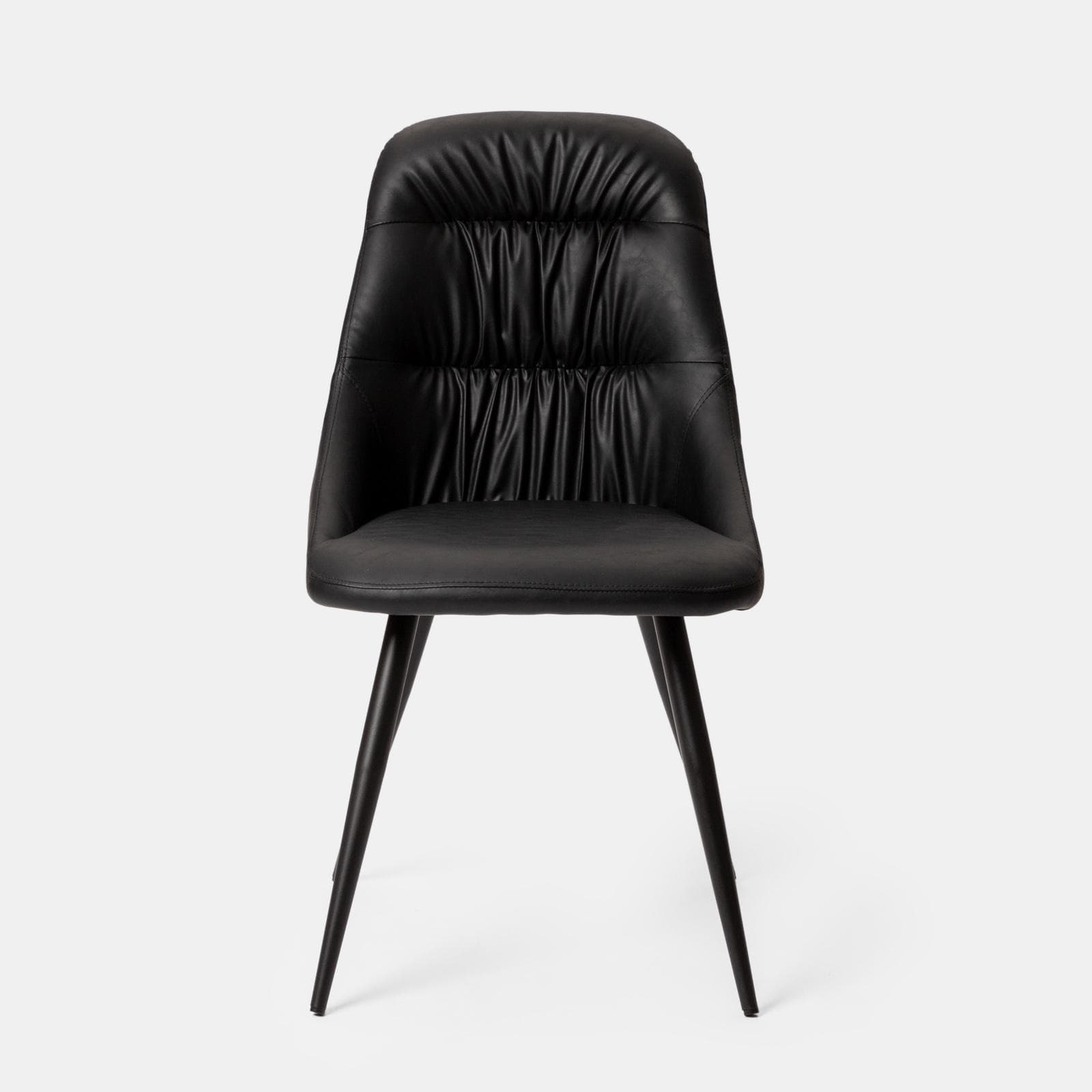Set 2 sedie in similpelle nera con gambe in metallo nero - Majy