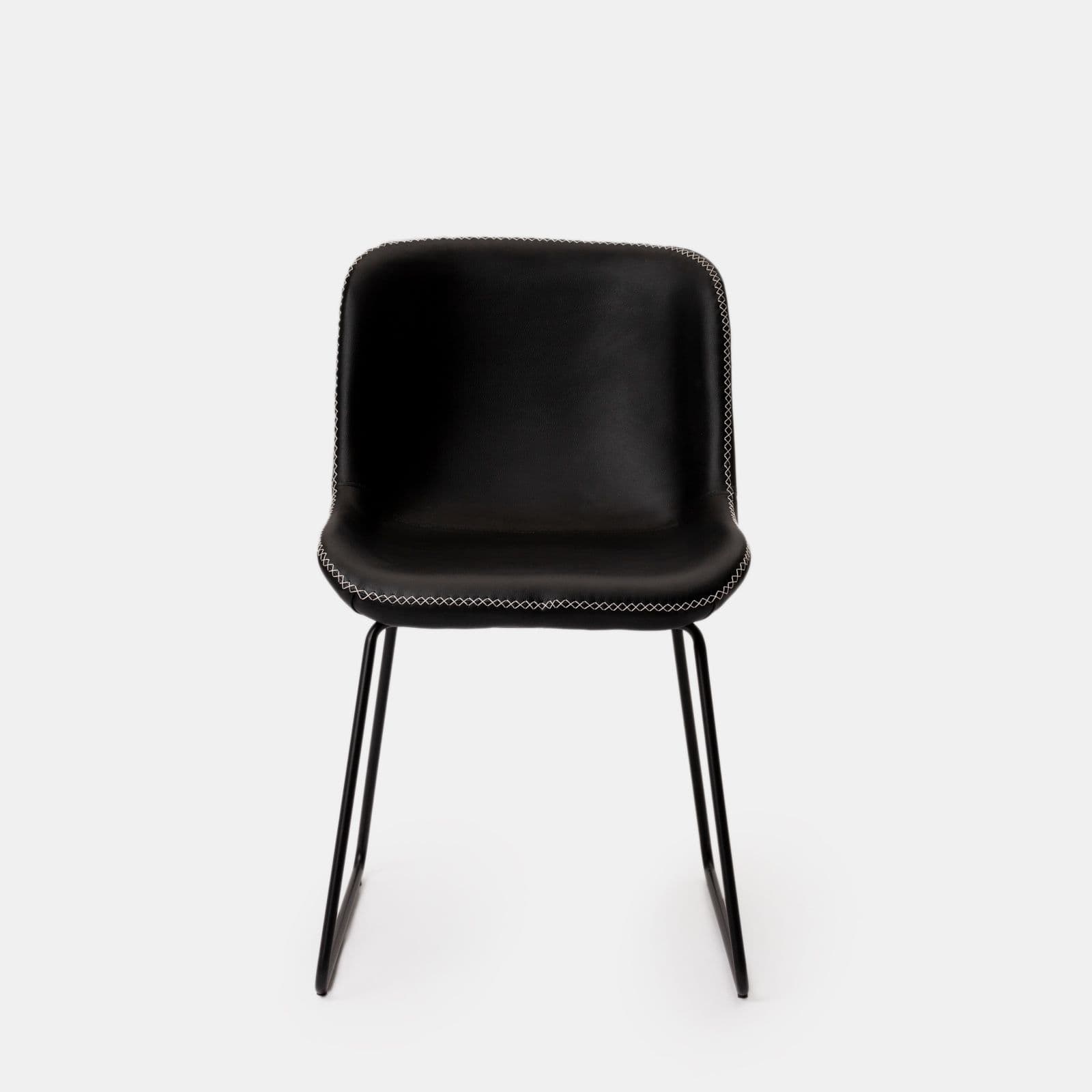Set 2 sedie in similpelle nero con gambe a slitta in metallo nero - Bexley
