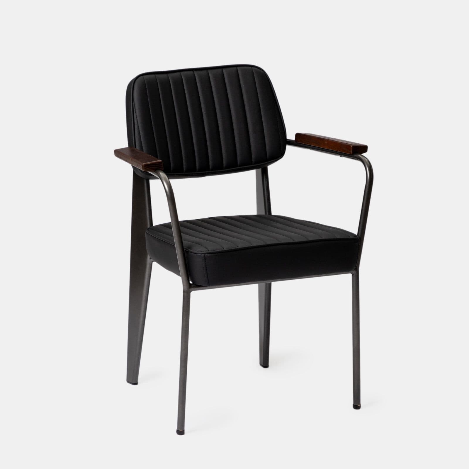 Set 2 poltrone in similpelle nero e struttura in acciaio antracite con braccioli - Willard