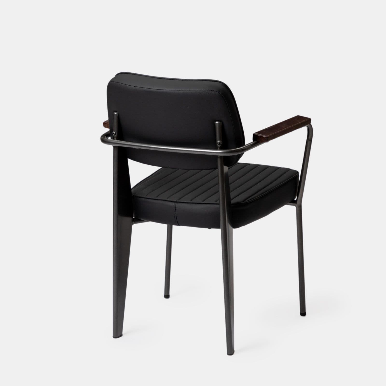 Set 2 poltrone in similpelle nero e struttura in acciaio antracite con braccioli - Willard