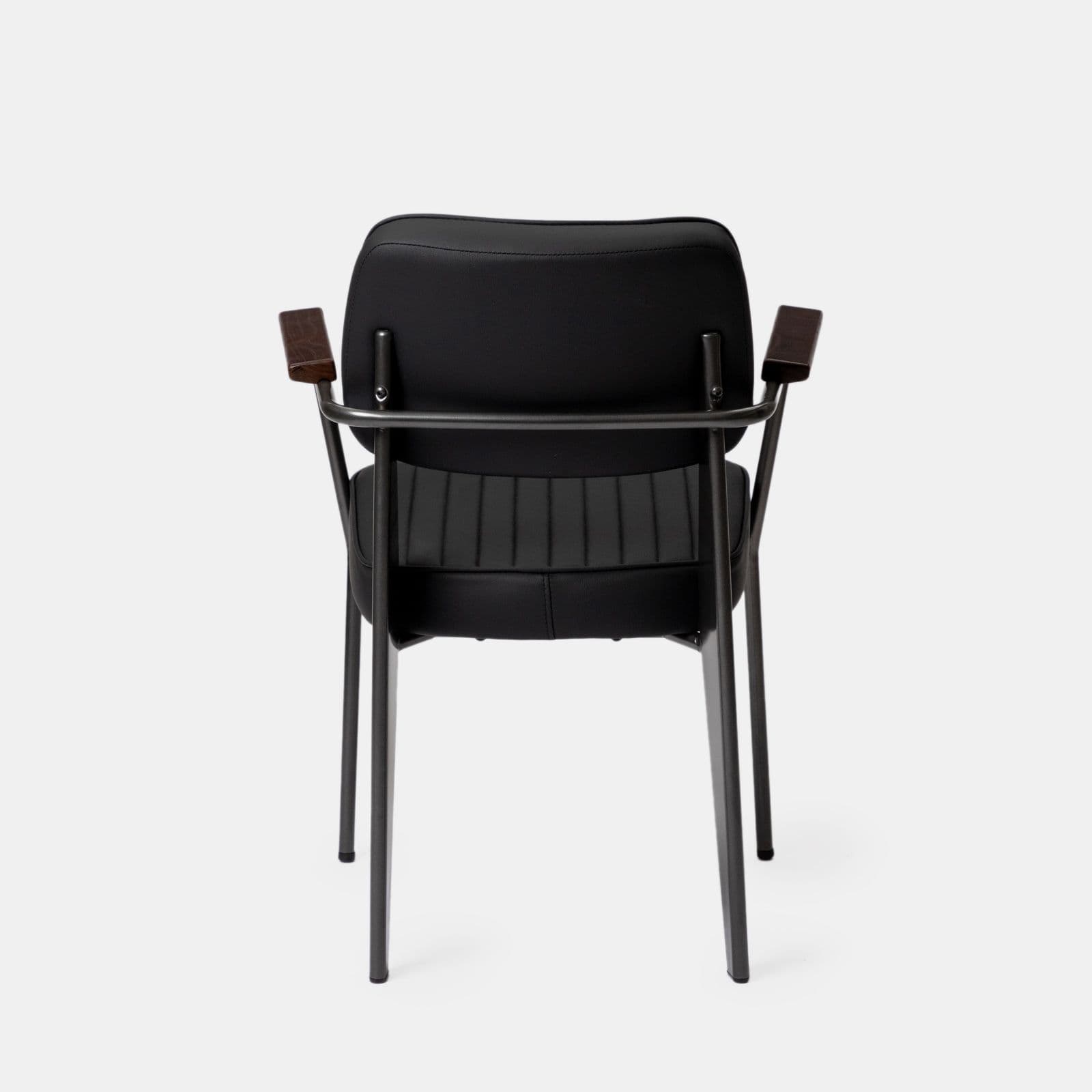 Set 2 poltrone in similpelle nero e struttura in acciaio antracite con braccioli - Willard