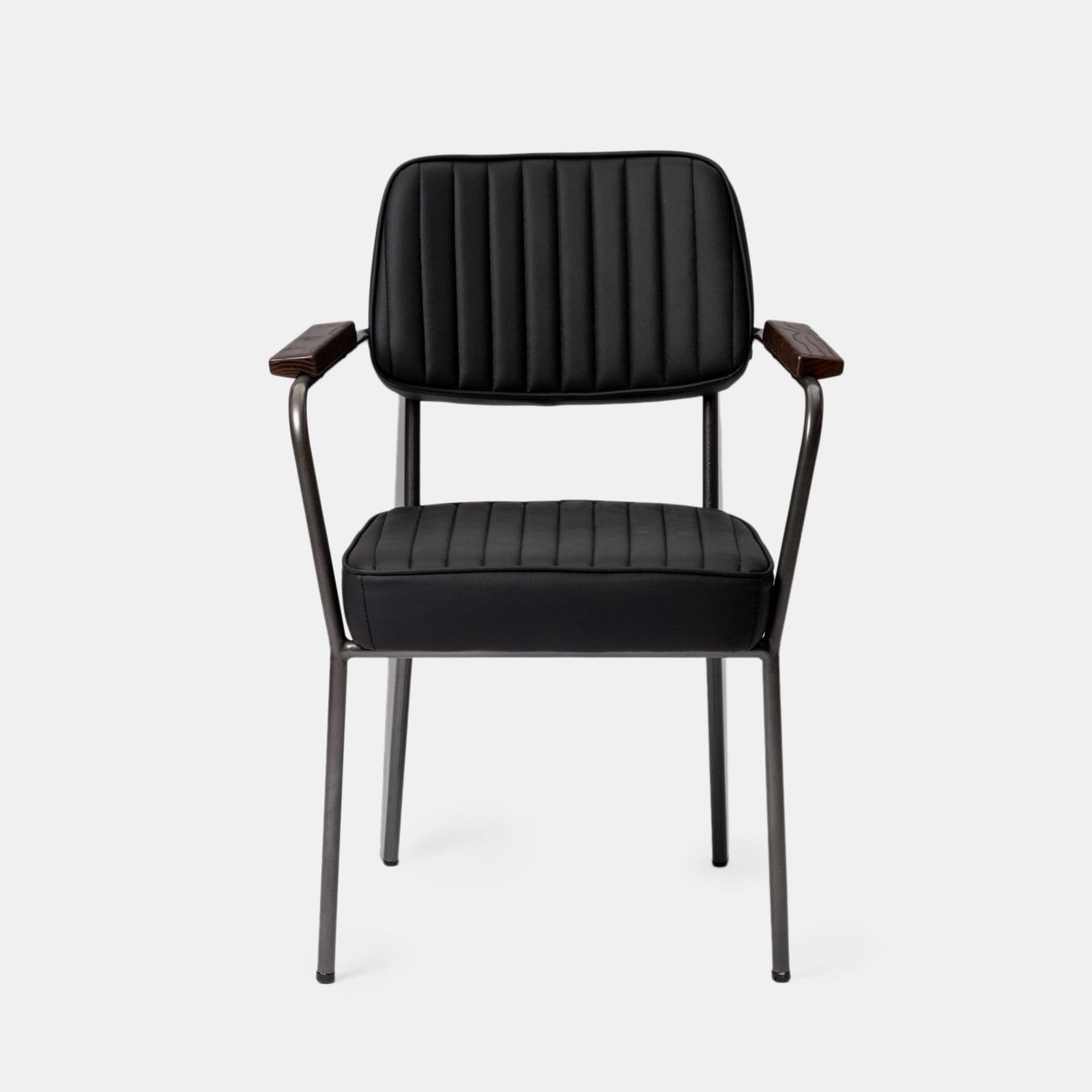 Set 2 poltrone in similpelle nero e struttura in acciaio antracite con braccioli - Willard