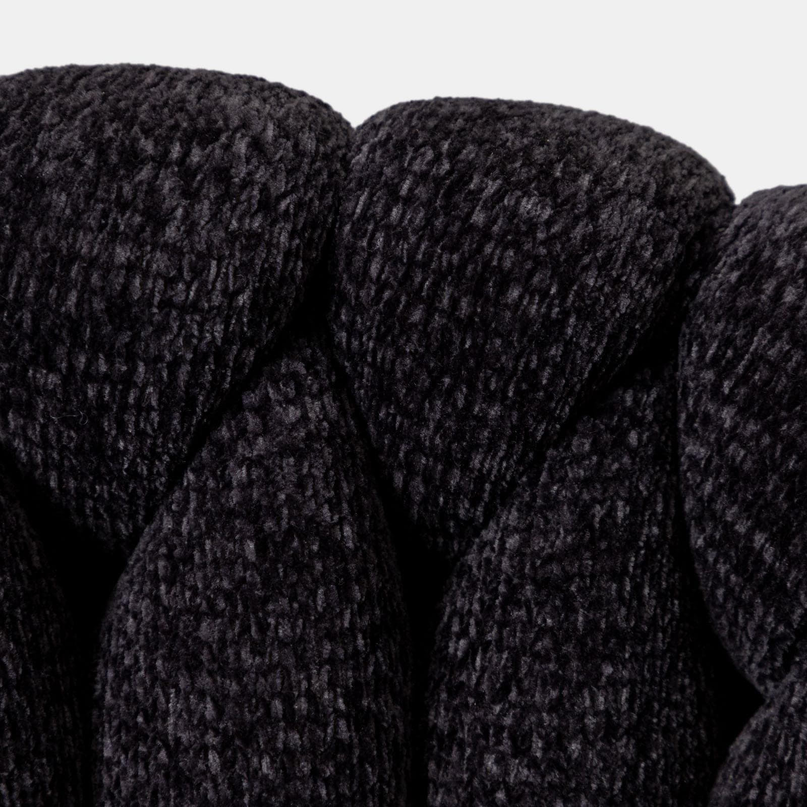 Set 2 sedie in tessuto ciniglia grigio scuro con gambe in metallo nero - Sayge