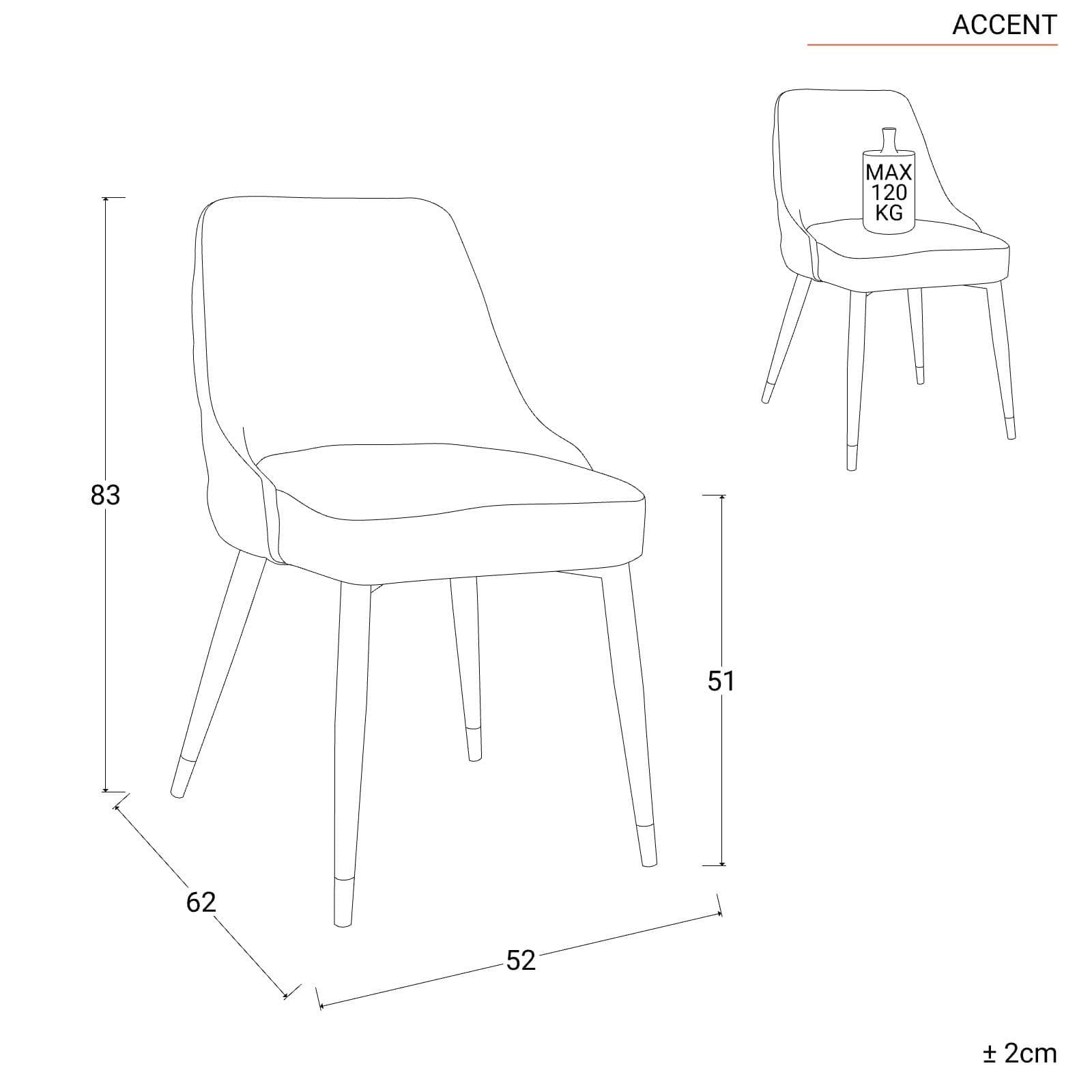 Set 2 sedie in tessuto grigio chiaro con gambe in metallo nero - Accent