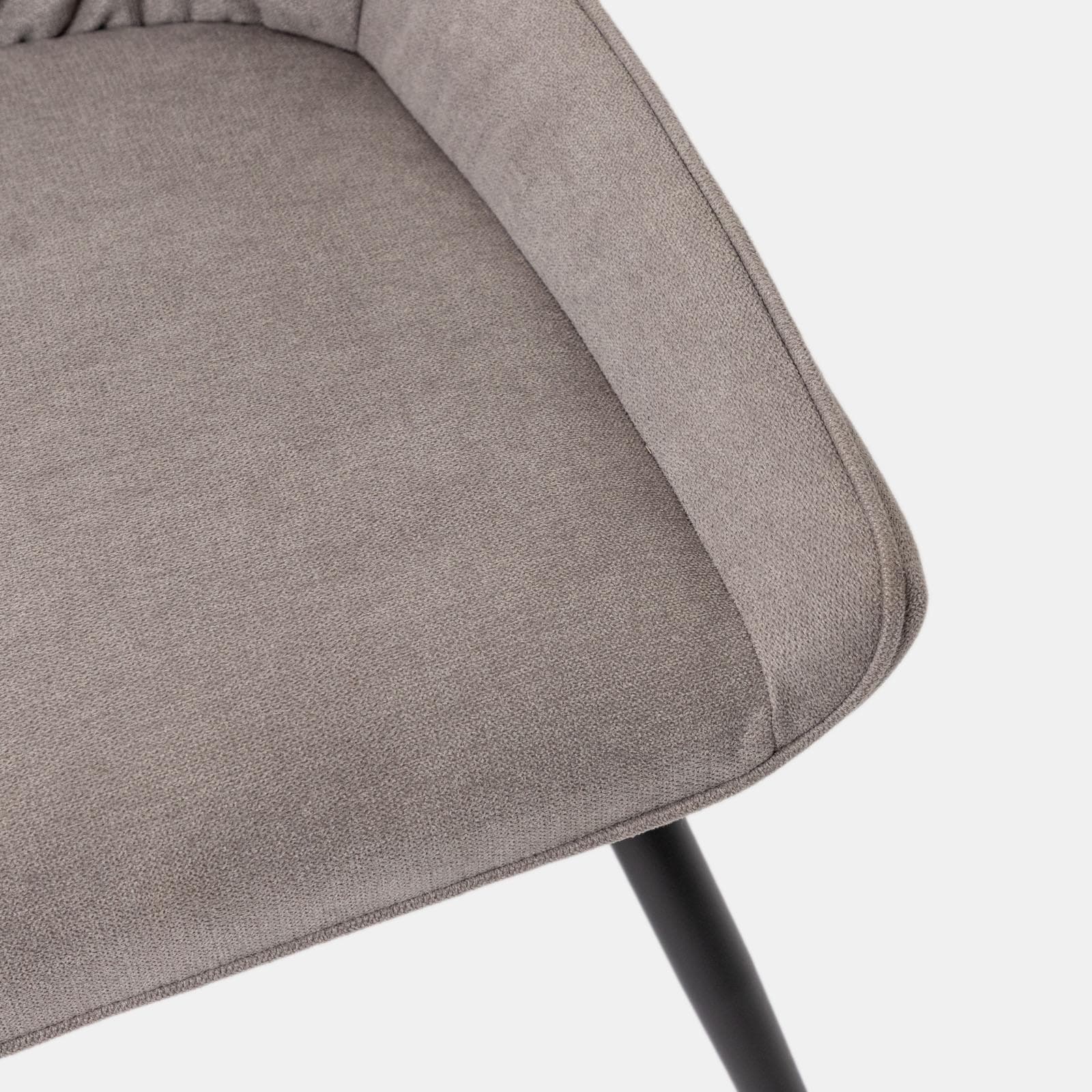 Set 2 sedie in tessuto grigio con gambe in metallo nero e maniglia posteriore - Fraser
