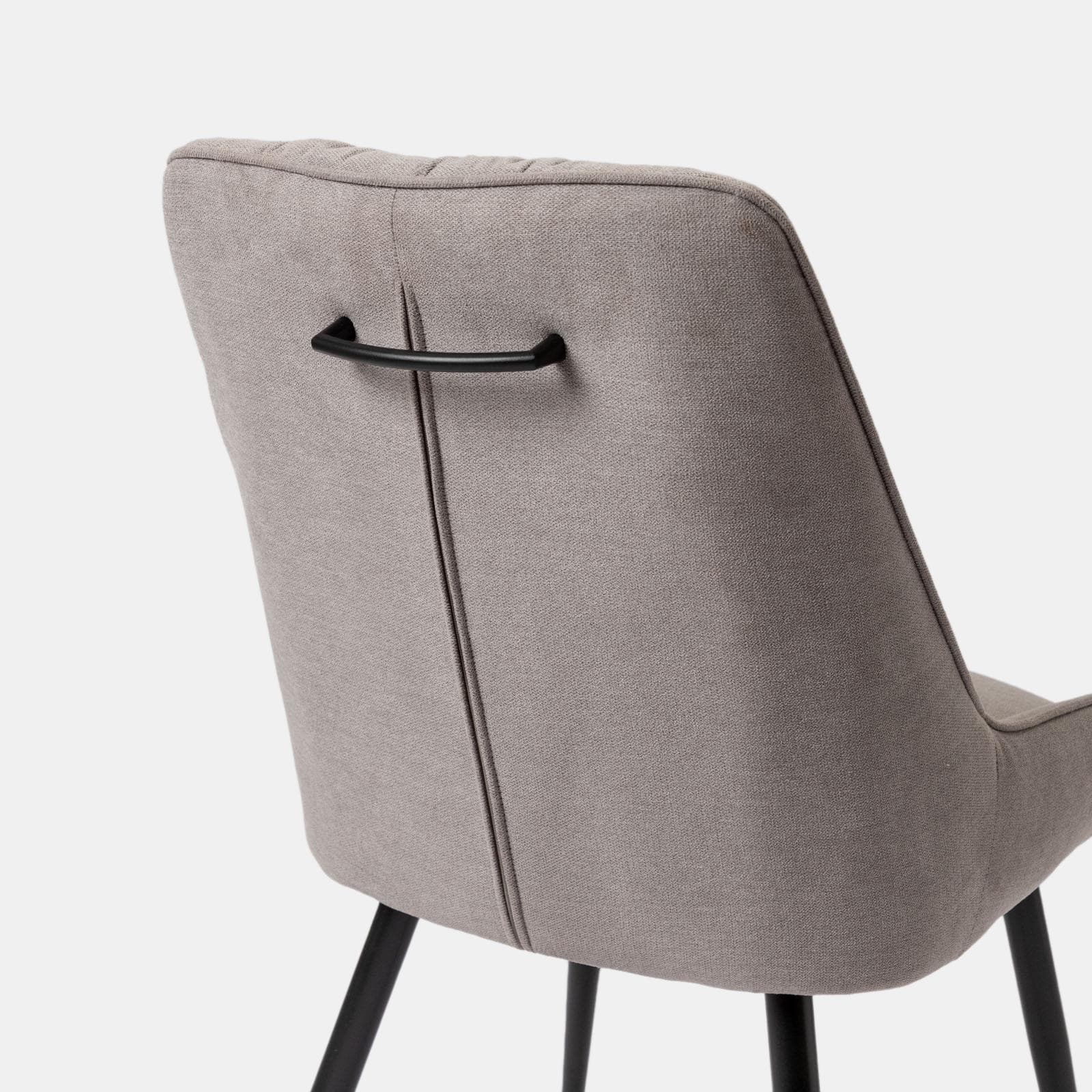 Set 2 sedie in tessuto grigio con gambe in metallo nero e maniglia posteriore - Fraser