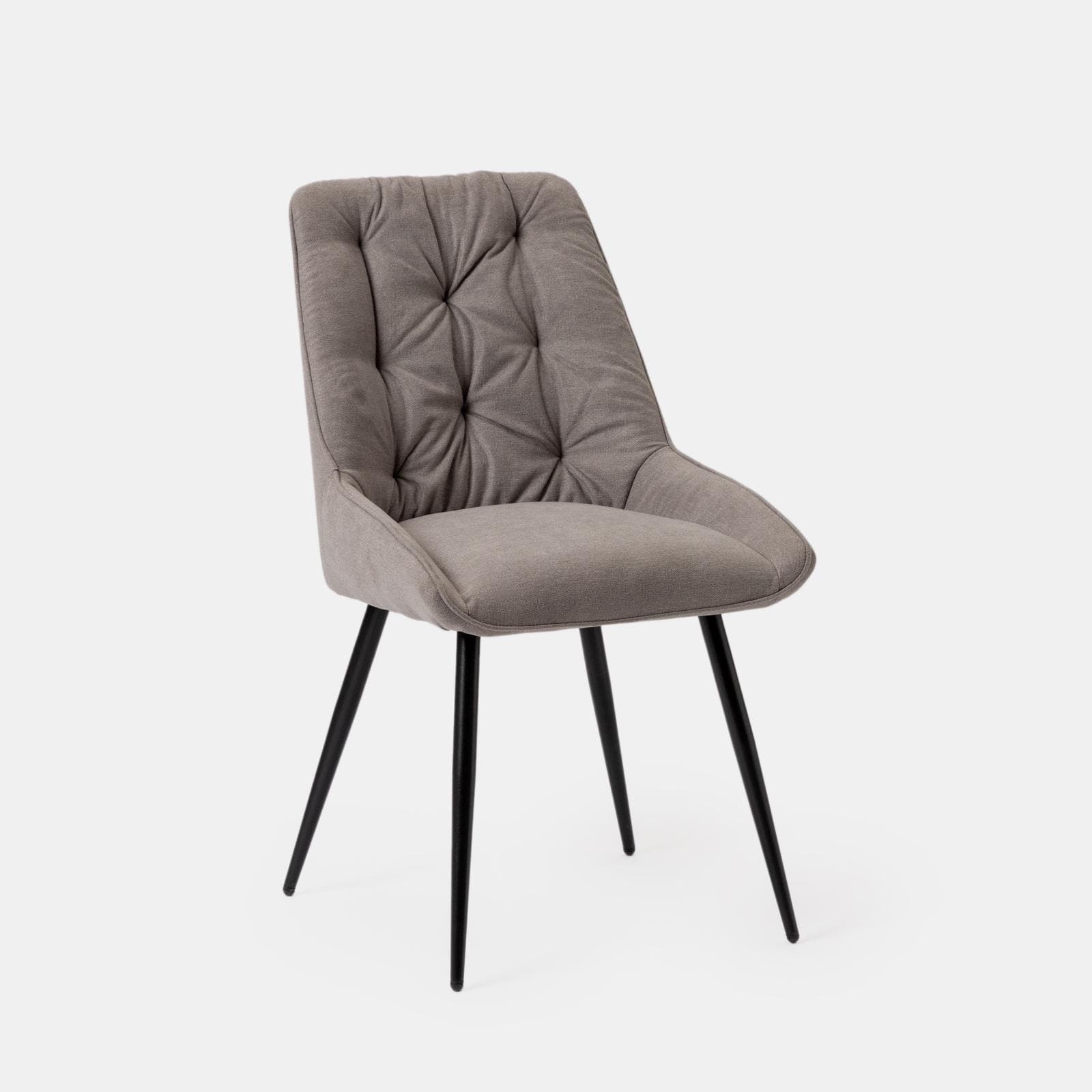 Set 2 sedie in tessuto grigio con gambe in metallo nero e maniglia posteriore - Fraser