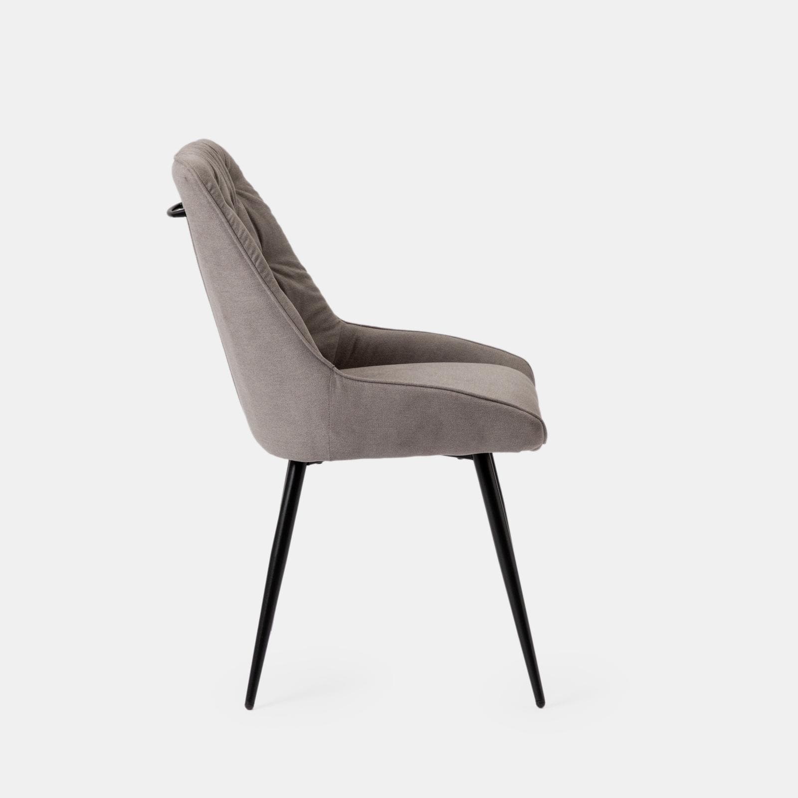 Set 2 sedie in tessuto grigio con gambe in metallo nero e maniglia posteriore - Fraser