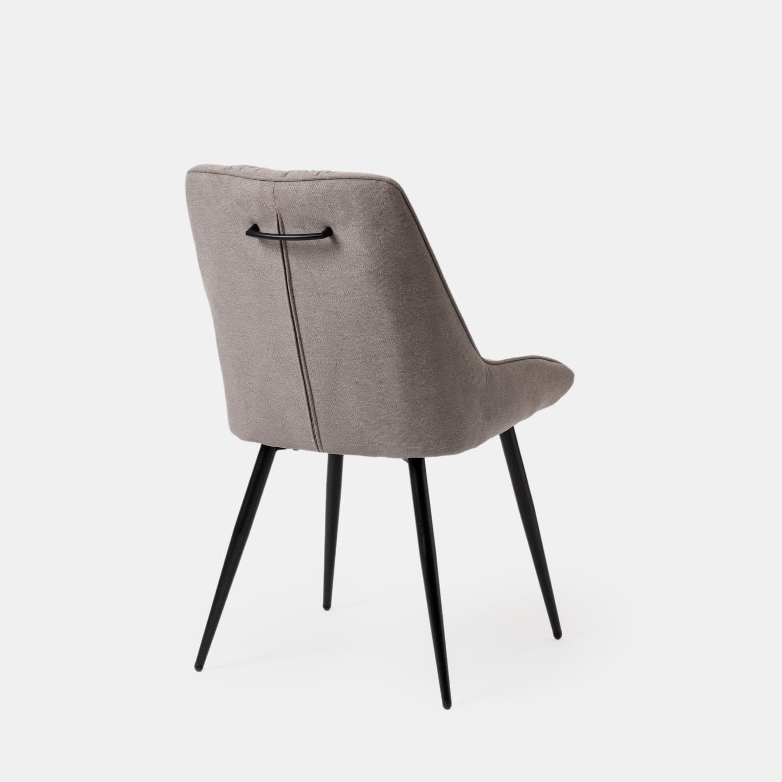 Set 2 sedie in tessuto grigio con gambe in metallo nero e maniglia posteriore - Fraser