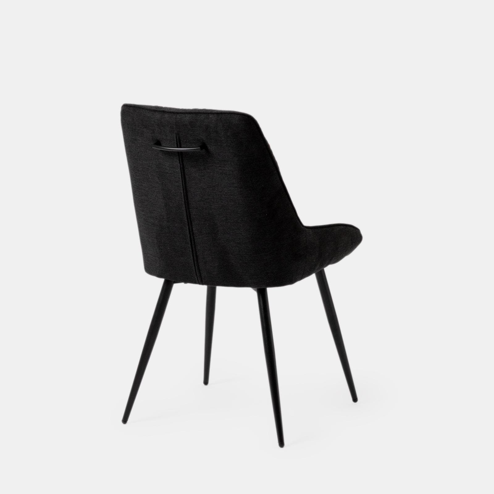 Set 2 sedie in tessuto nero con gambe in metallo e maniglia posteriore - Fraser