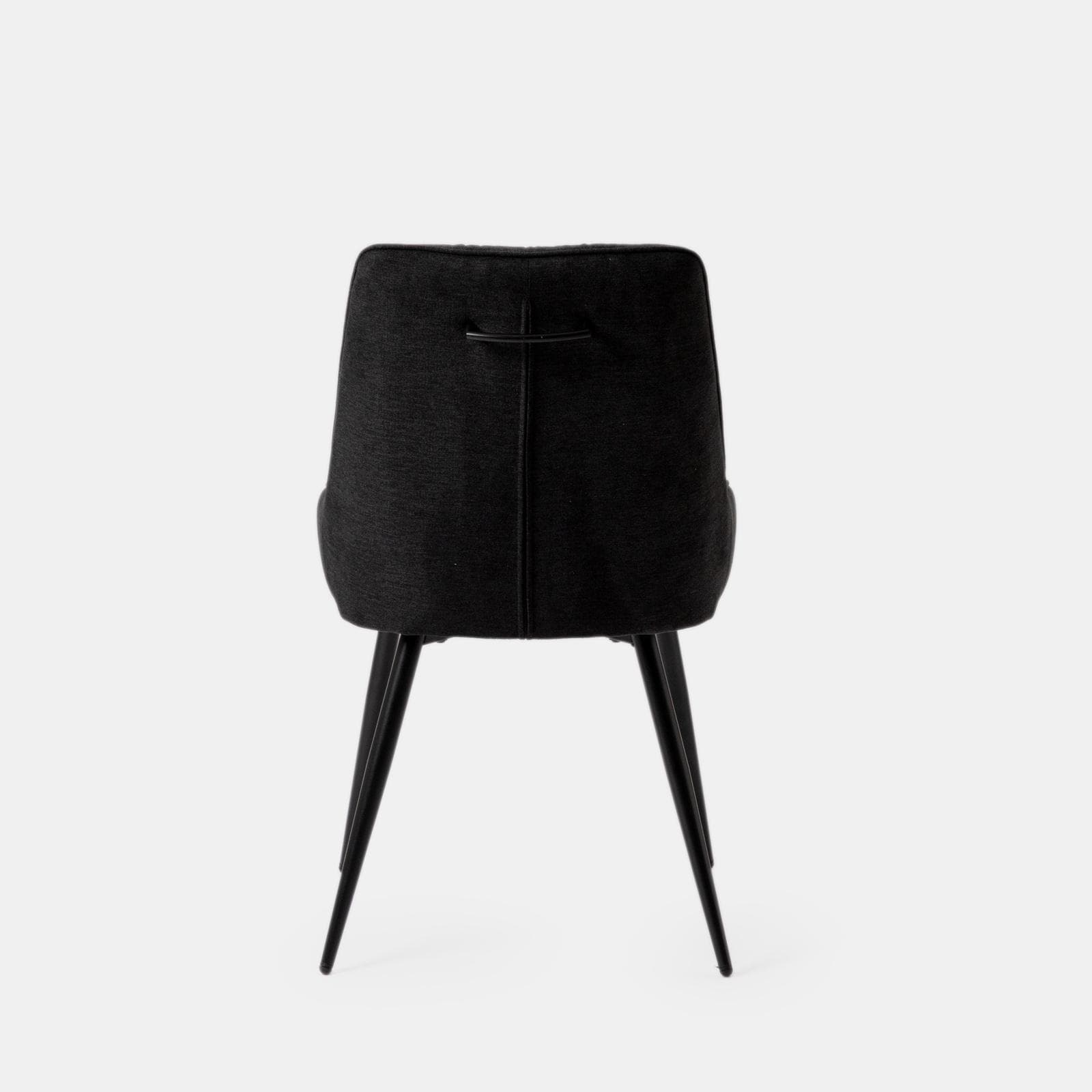 Set 2 sedie in tessuto nero con gambe in metallo e maniglia posteriore - Fraser