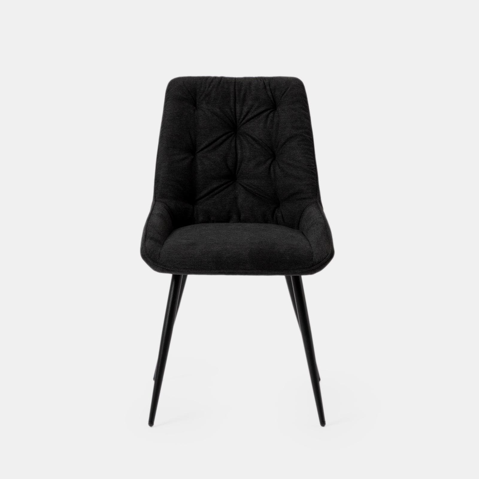 Set 2 sedie in tessuto nero con gambe in metallo e maniglia posteriore - Fraser