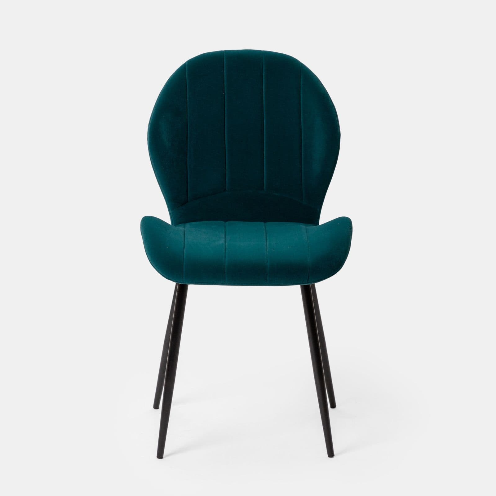 Set 2 sedie in velluto blu petrolio con gambe in metallo nero - Beatrix