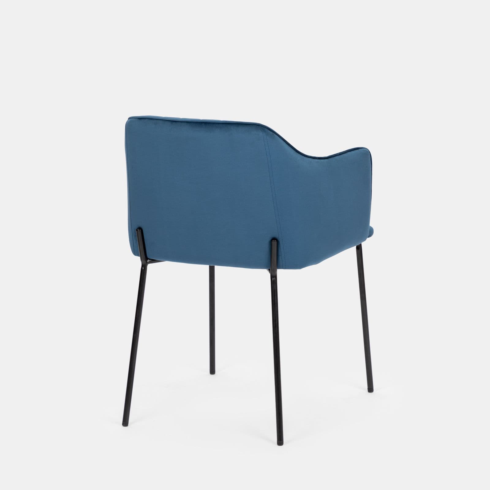 Set 2 sedie in velluto blu scuro e gambe in metallo nero - Vanus