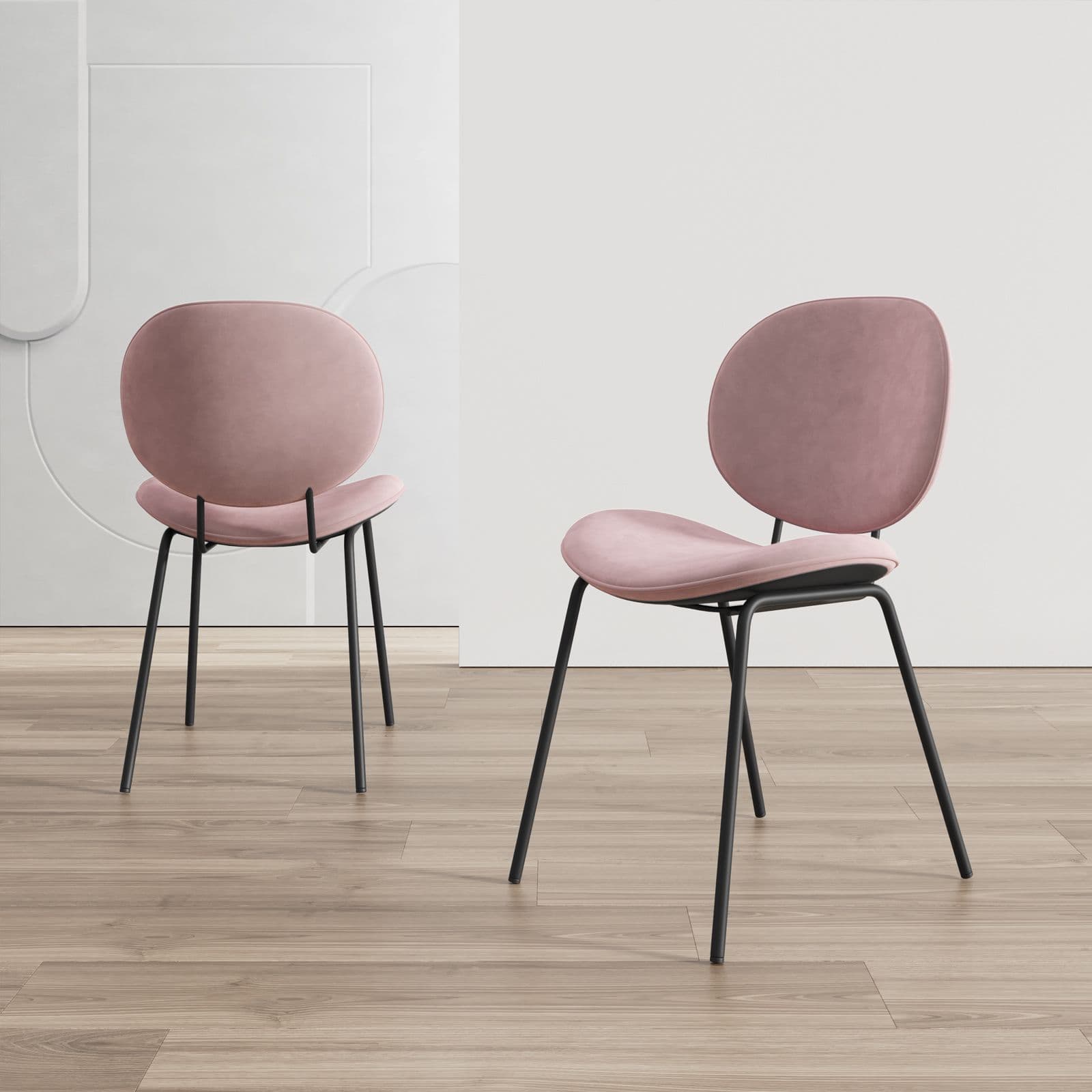 Set 2 sedie in velluto glicine con gambe in metallo nero - Milva