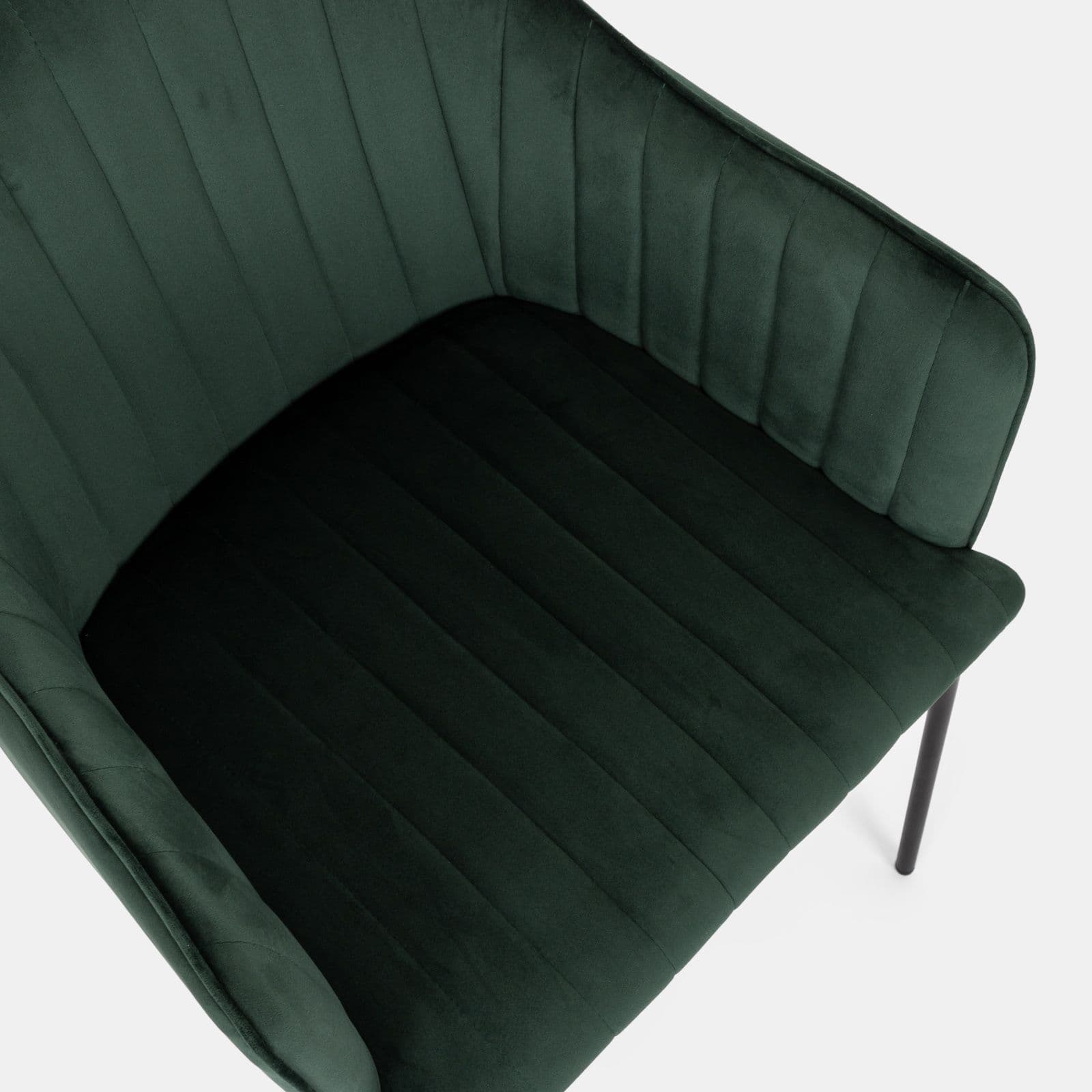 Set 2 sedie in velluto verde scuro e gambe in metallo nero - Vanus