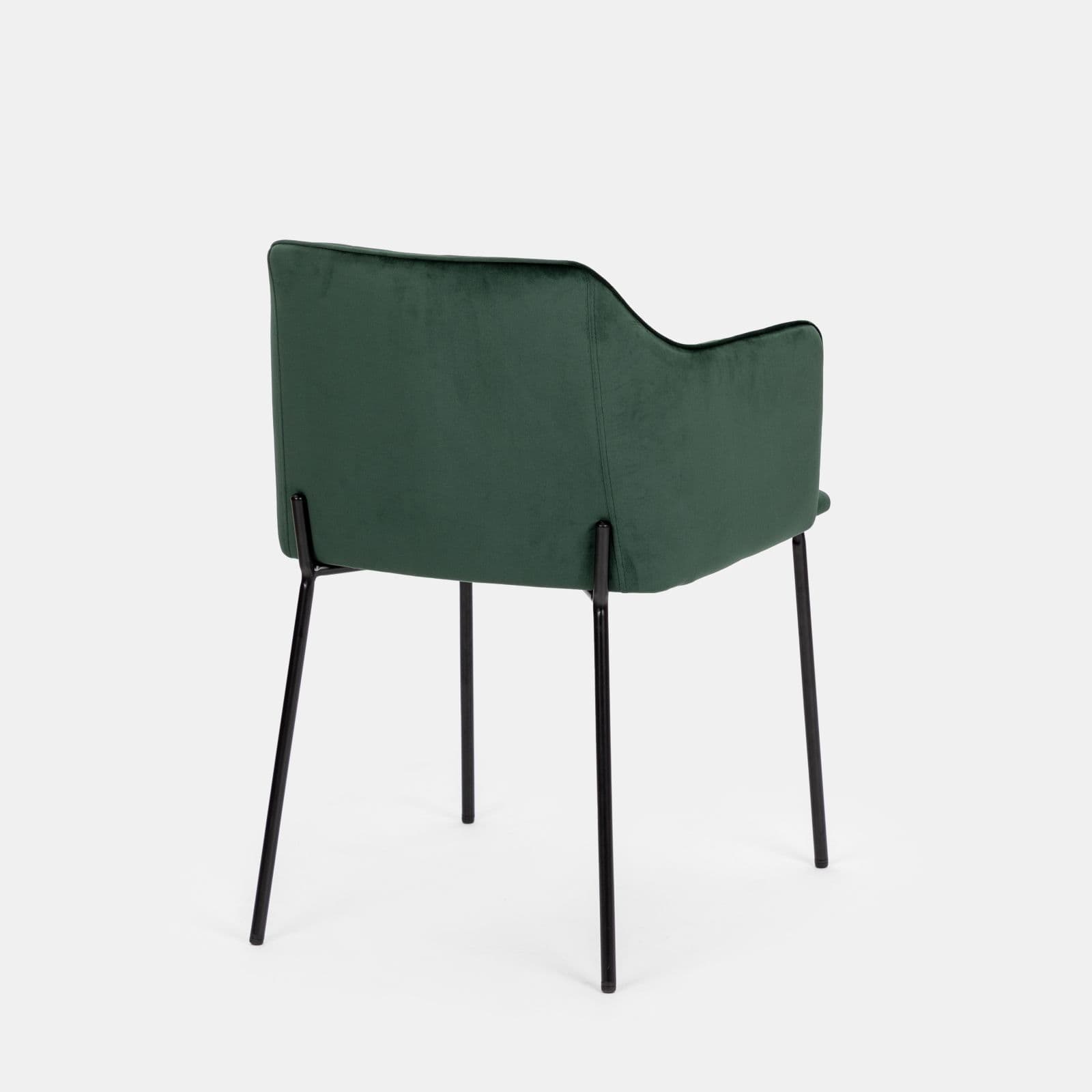 Set 2 sedie in velluto verde scuro e gambe in metallo nero - Vanus