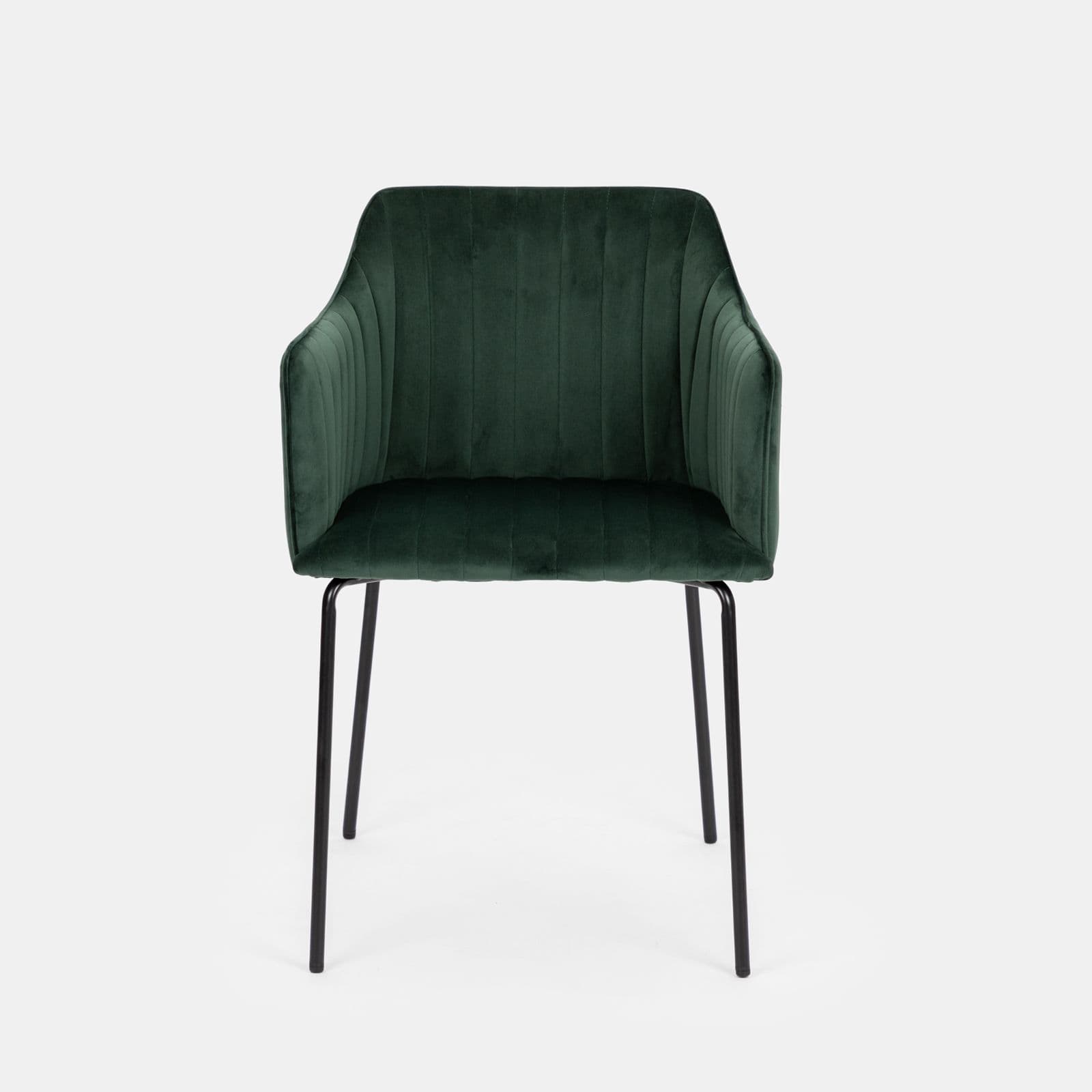 Set 2 sedie in velluto verde scuro e gambe in metallo nero - Vanus