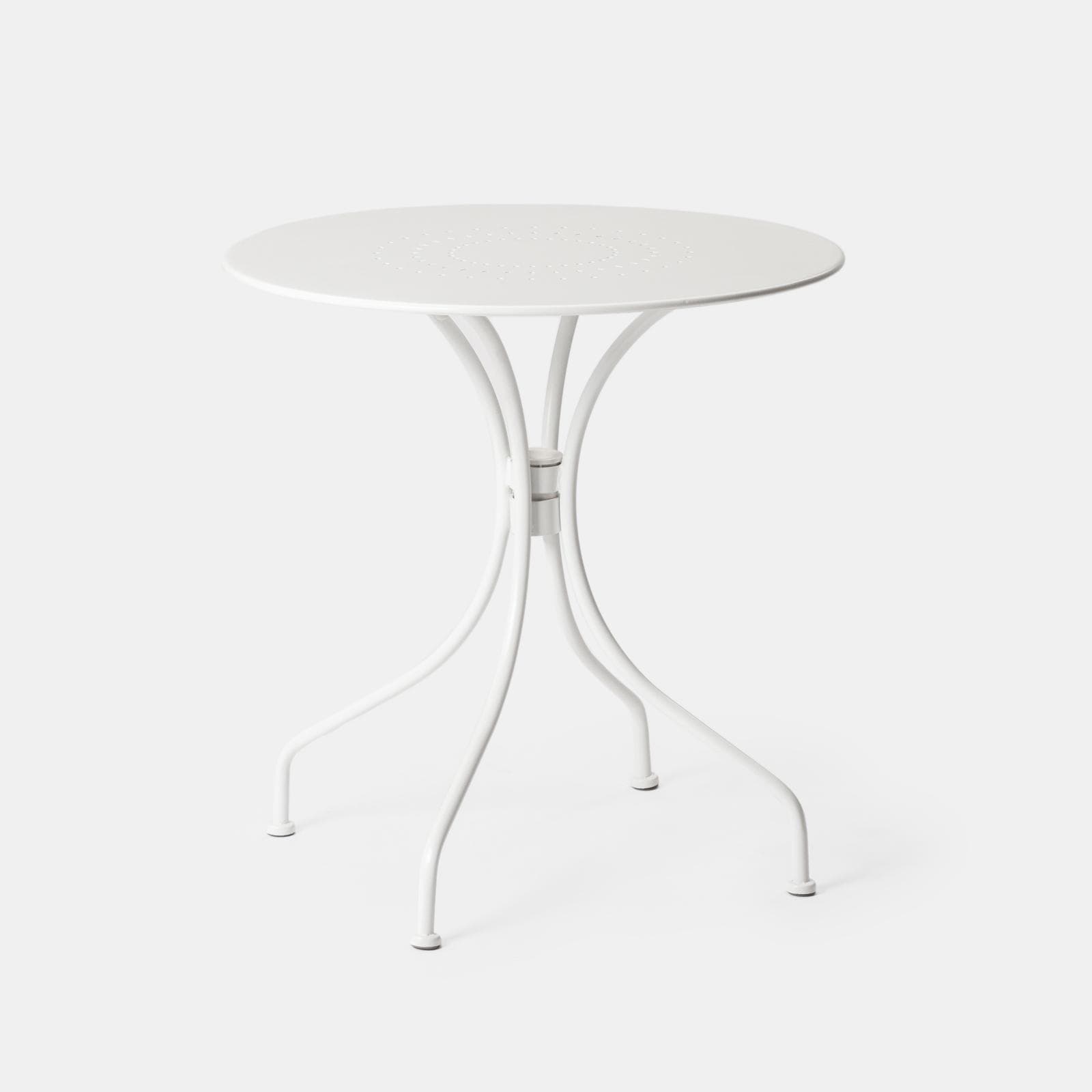 Set bistrot tavolo rotondo 70 cm e 2 sedie pieghevoli in metallo bianco - Loren