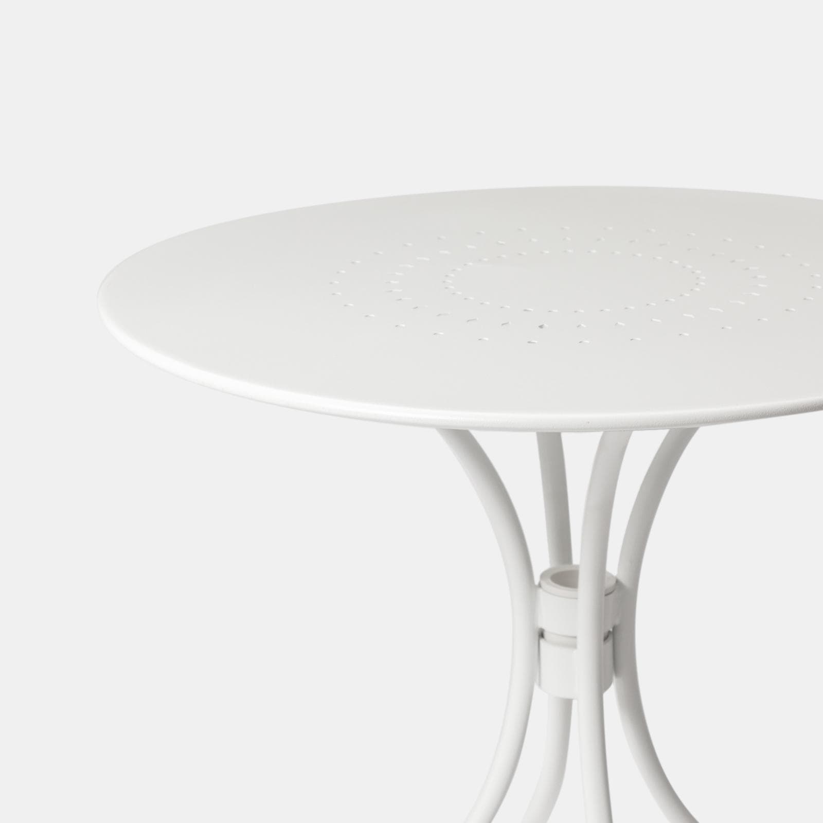 Set bistrot tavolo rotondo 70 cm e 2 sedie pieghevoli in metallo bianco - Loren