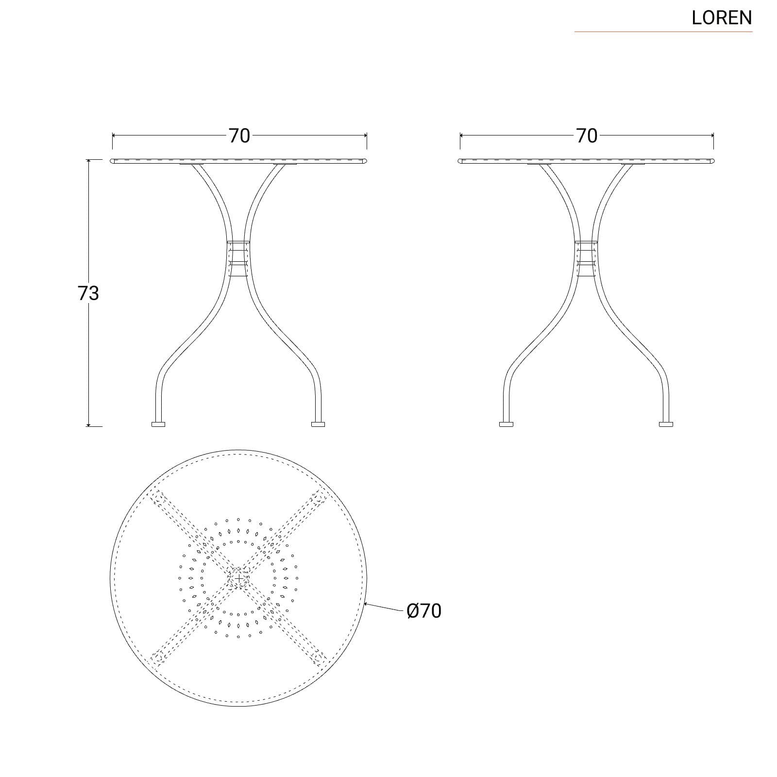 Set bistrot tavolo rotondo 70 cm e 2 sedie pieghevoli in metallo bianco - Loren