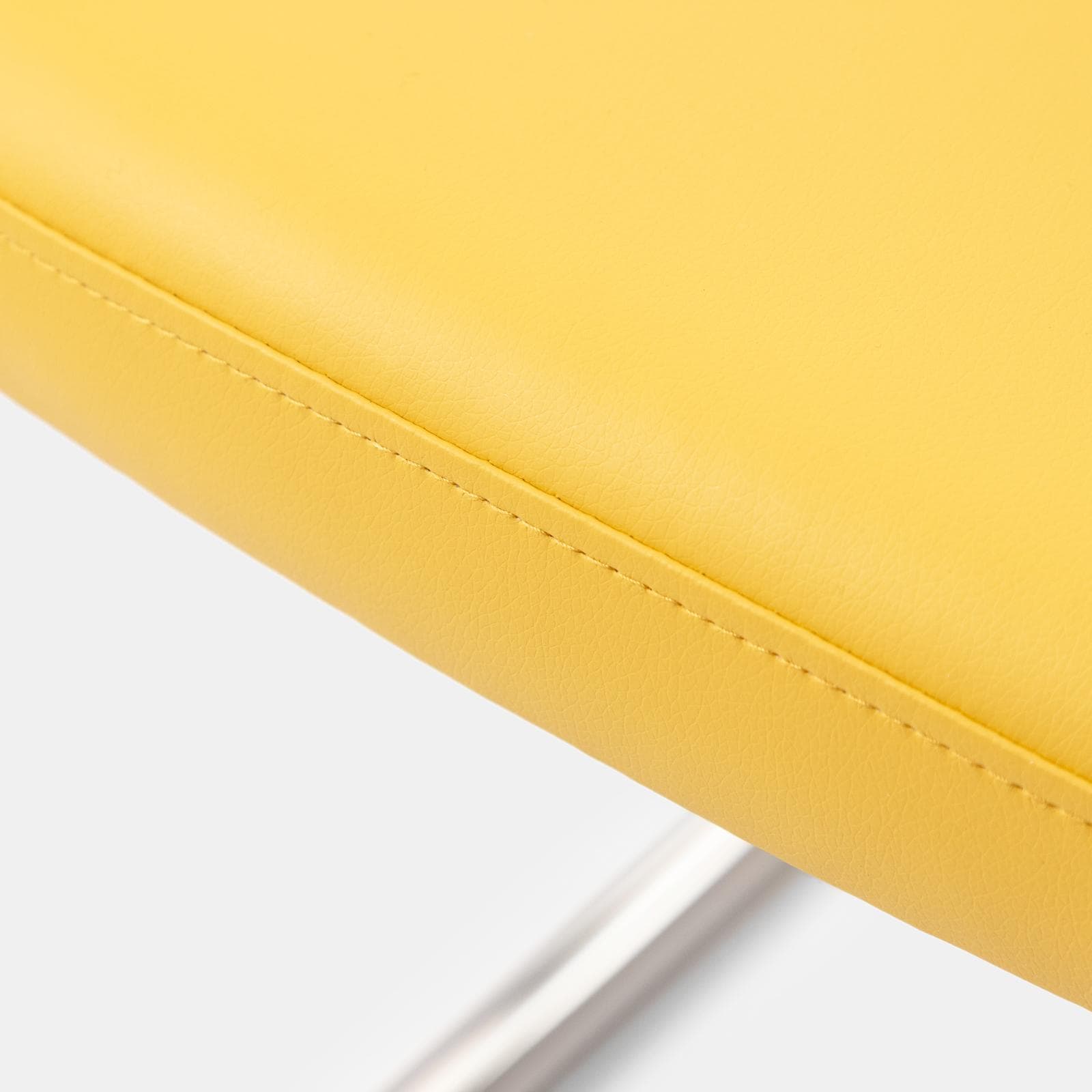 Set 2 sedie ufficio in similpelle giallo con schienale in paglia - Crafty