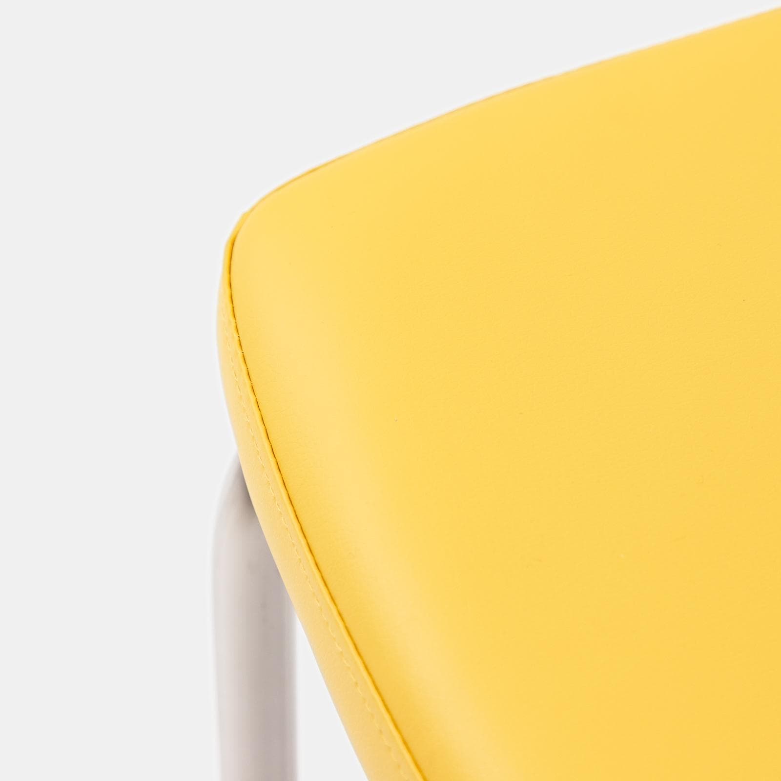 Set 2 sedie ufficio in similpelle giallo con schienale in paglia - Crafty