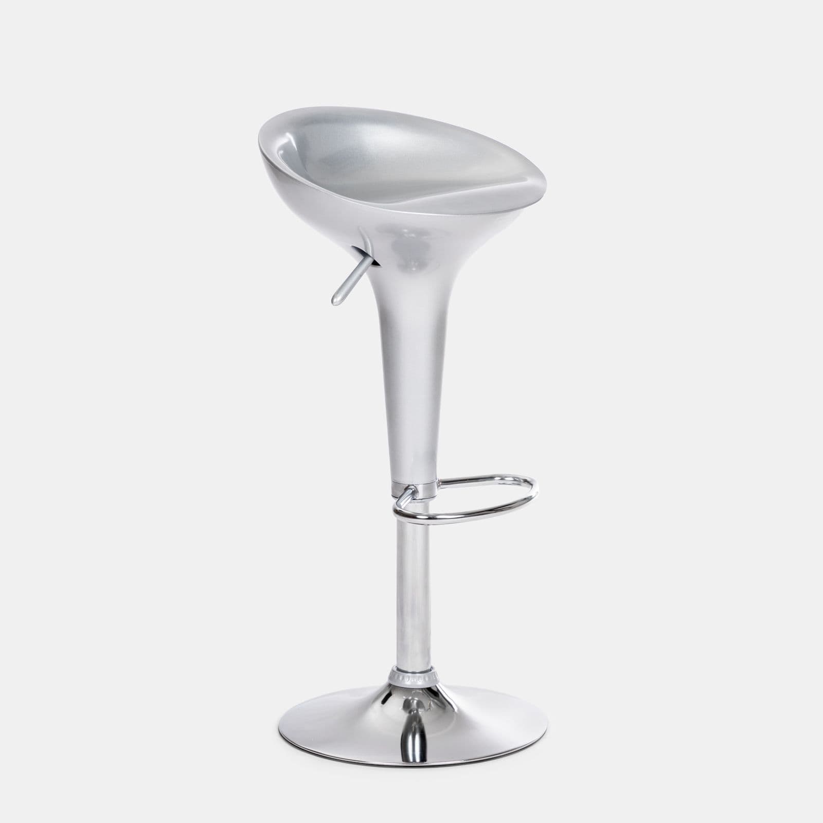 Set 2 sgabelli argento con poggiapiedi e base cromata - Cocorito