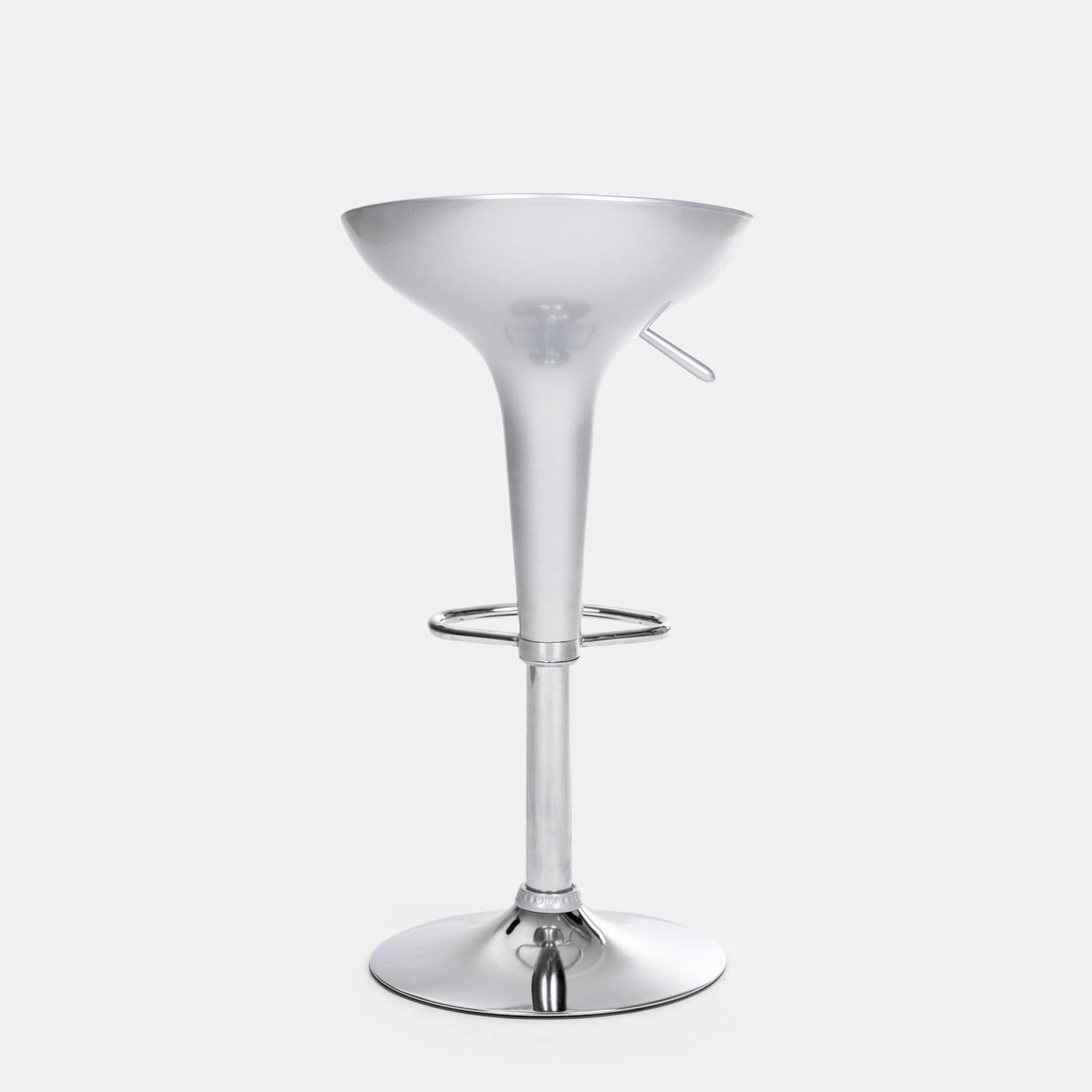 Set 2 sgabelli argento con poggiapiedi e base cromata - Cocorito