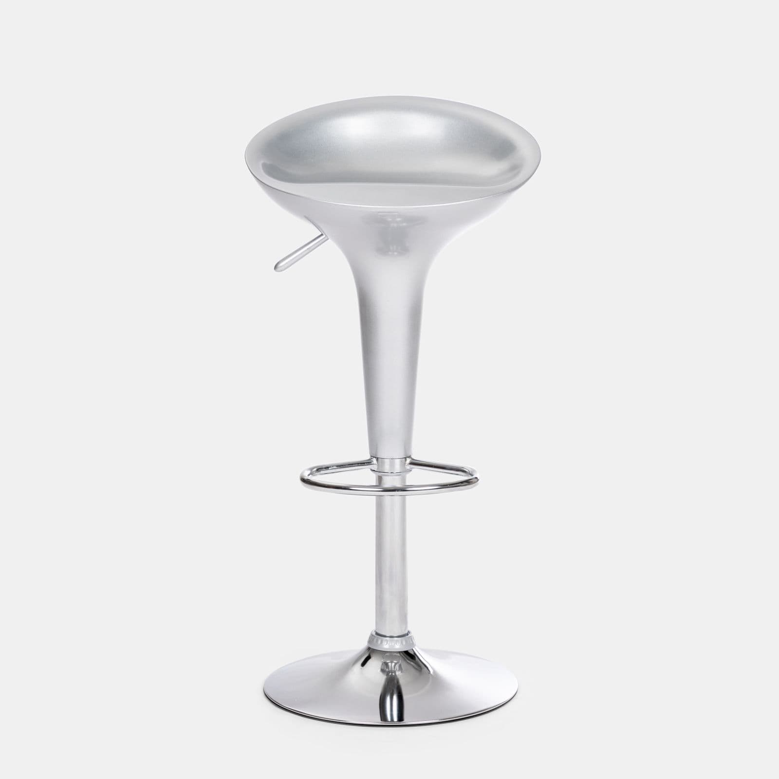 Set 2 sgabelli argento con poggiapiedi e base cromata - Cocorito
