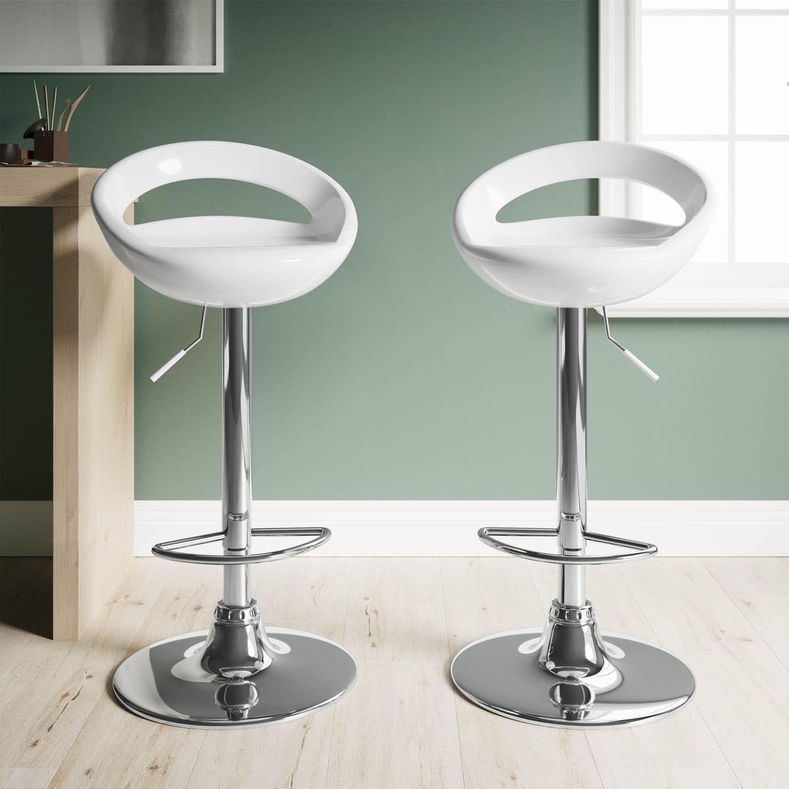 Set 2 sgabelli bianchi con altezza regolabile e struttura cromata - Next