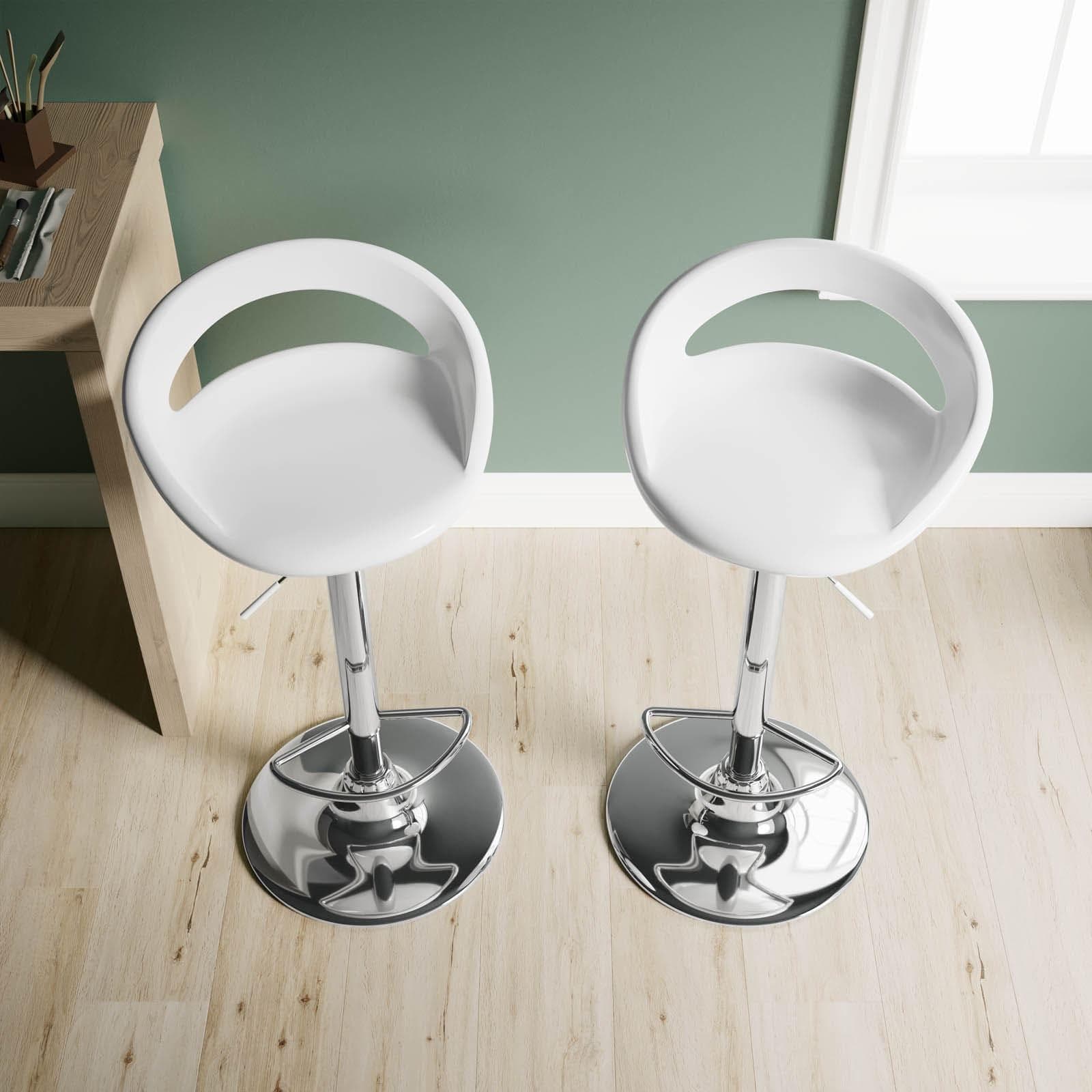 Set 2 sgabelli bianchi con altezza regolabile e struttura cromata - Next