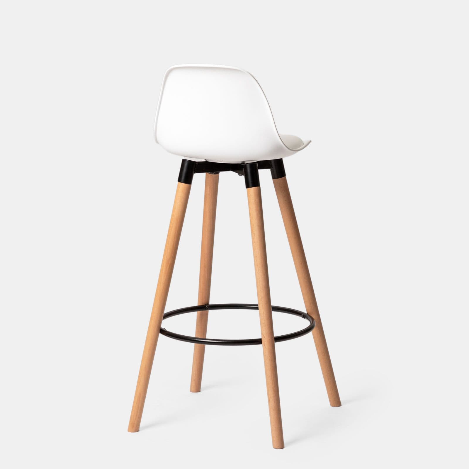 Set 2 sgabelli con seduta in polipropilene bianco con gambe in legno e cuscino - Polar