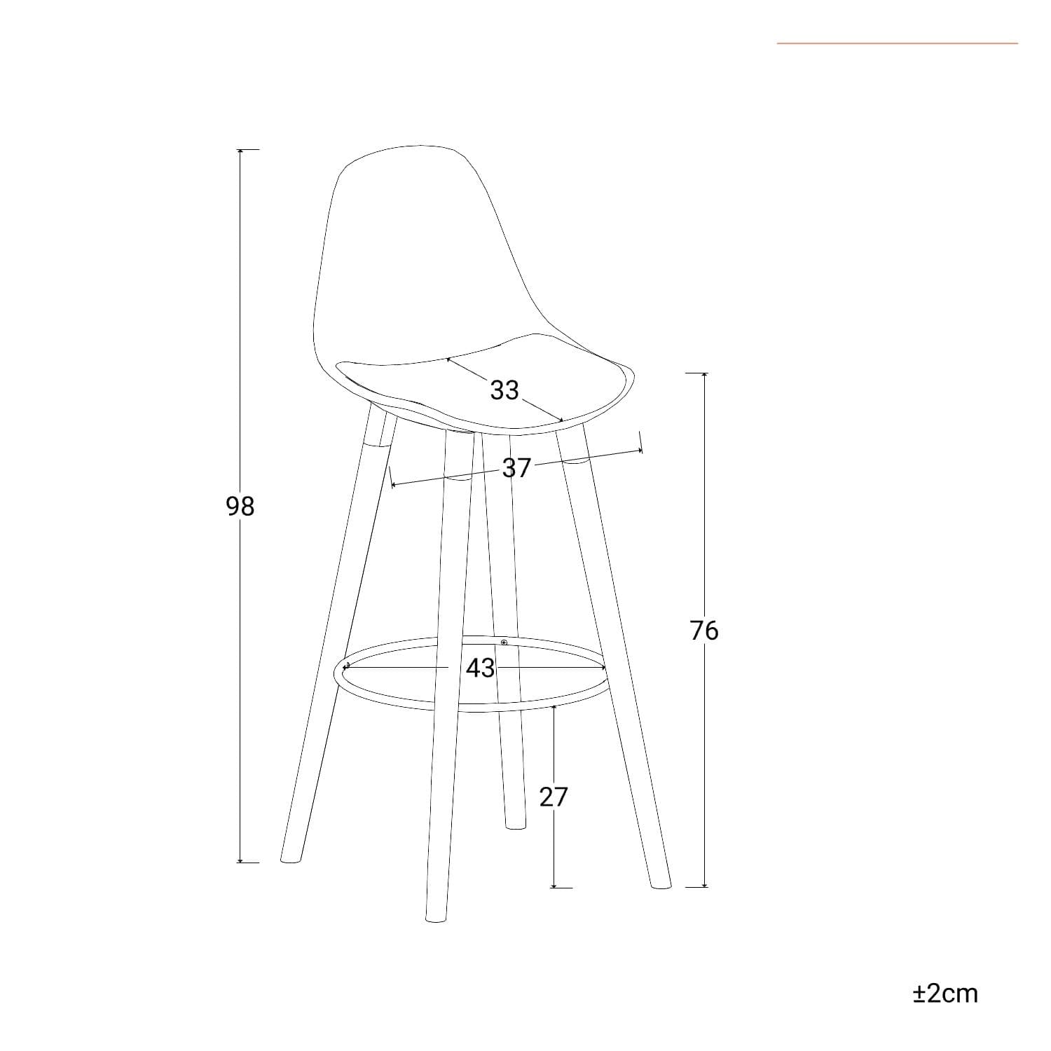 Set 2 sgabelli con seduta in polipropilene cappuccino con gambe in legno e cuscino - Polar