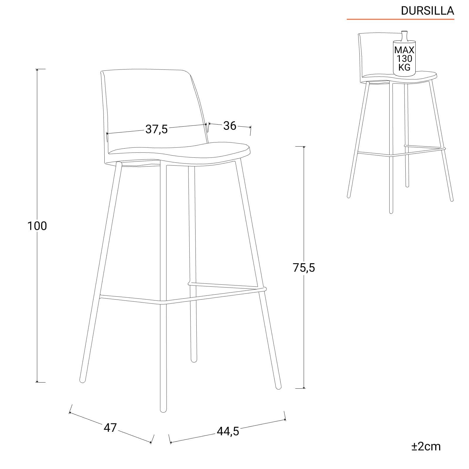 Set 2 sgabelli in similpelle con struttura in metallo senape - Drusilla