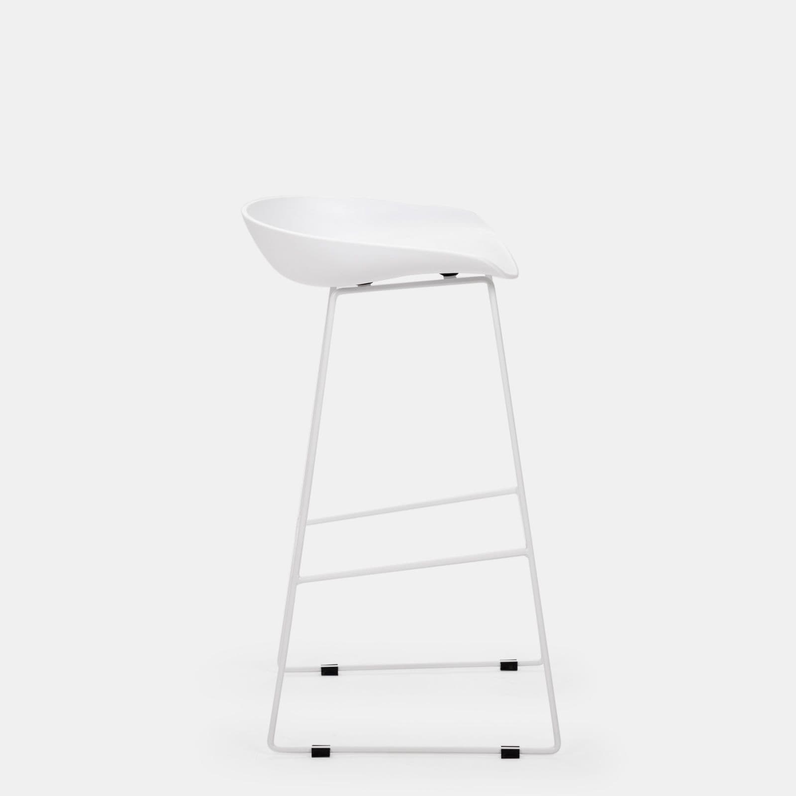 Set 2 sgabelli in polipropilene bianco con gambe in metallo - Breccia