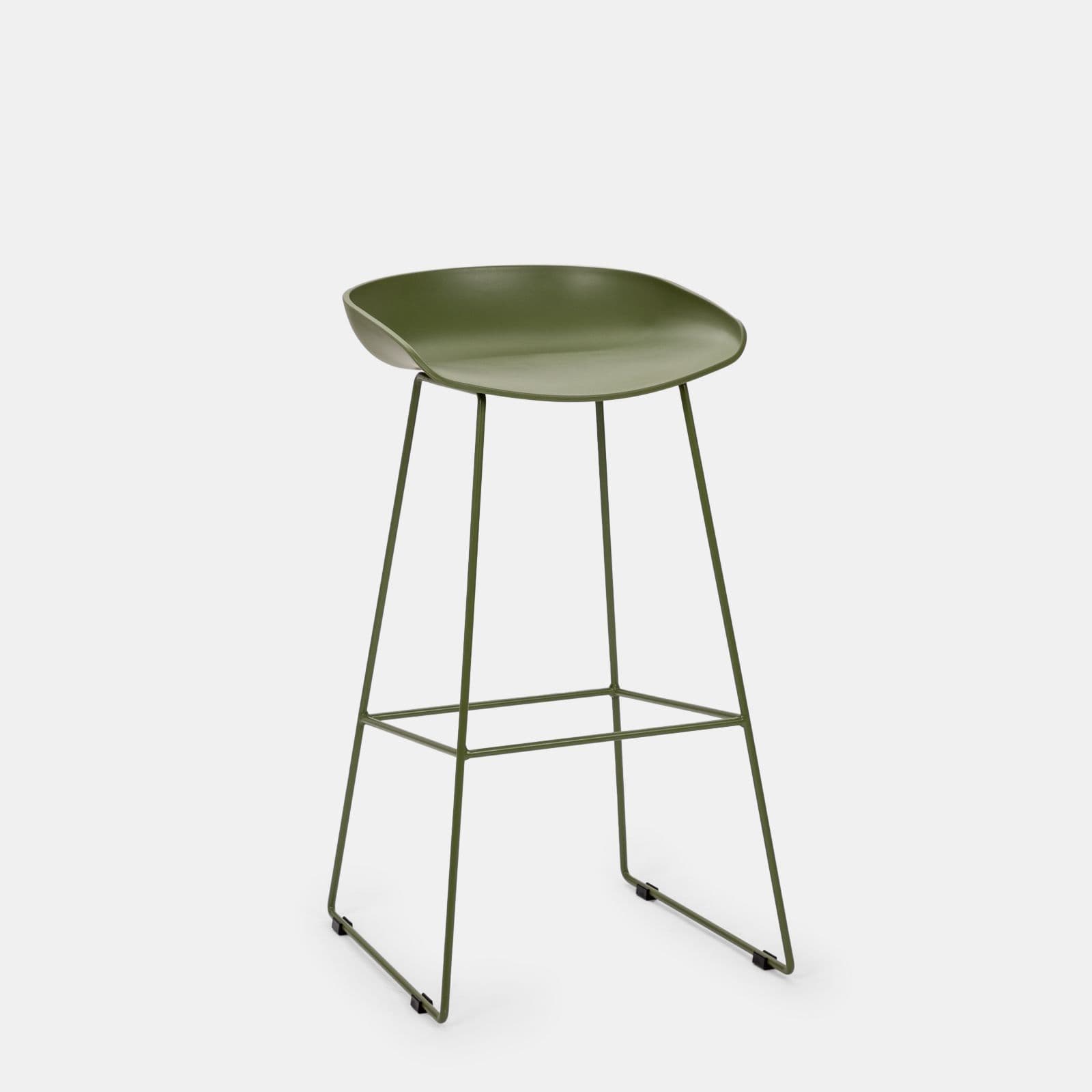 Set 2 sgabelli in polipropilene verde con gambe in metallo - Breccia