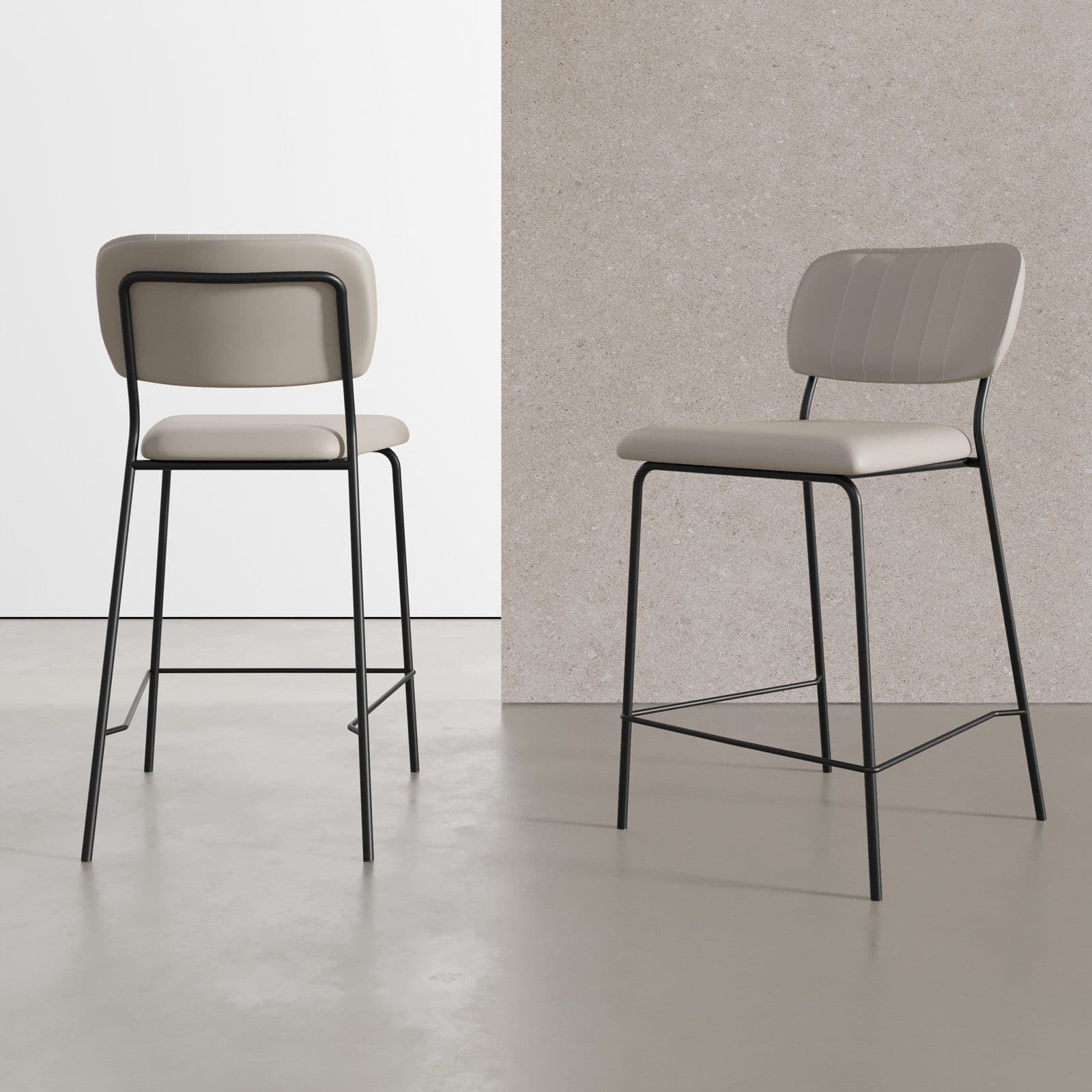 Set 2 sgabelli in similpelle grigio chiaro - Marmin