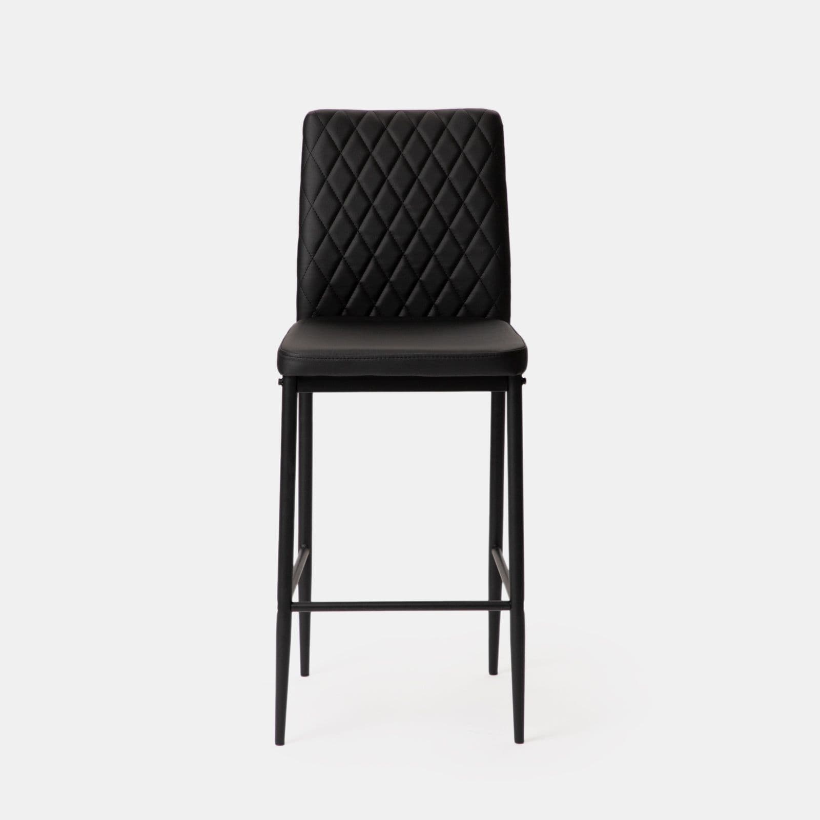 Set 2 sgabelli in similpelle nera con gambe in metallo nero - Frest