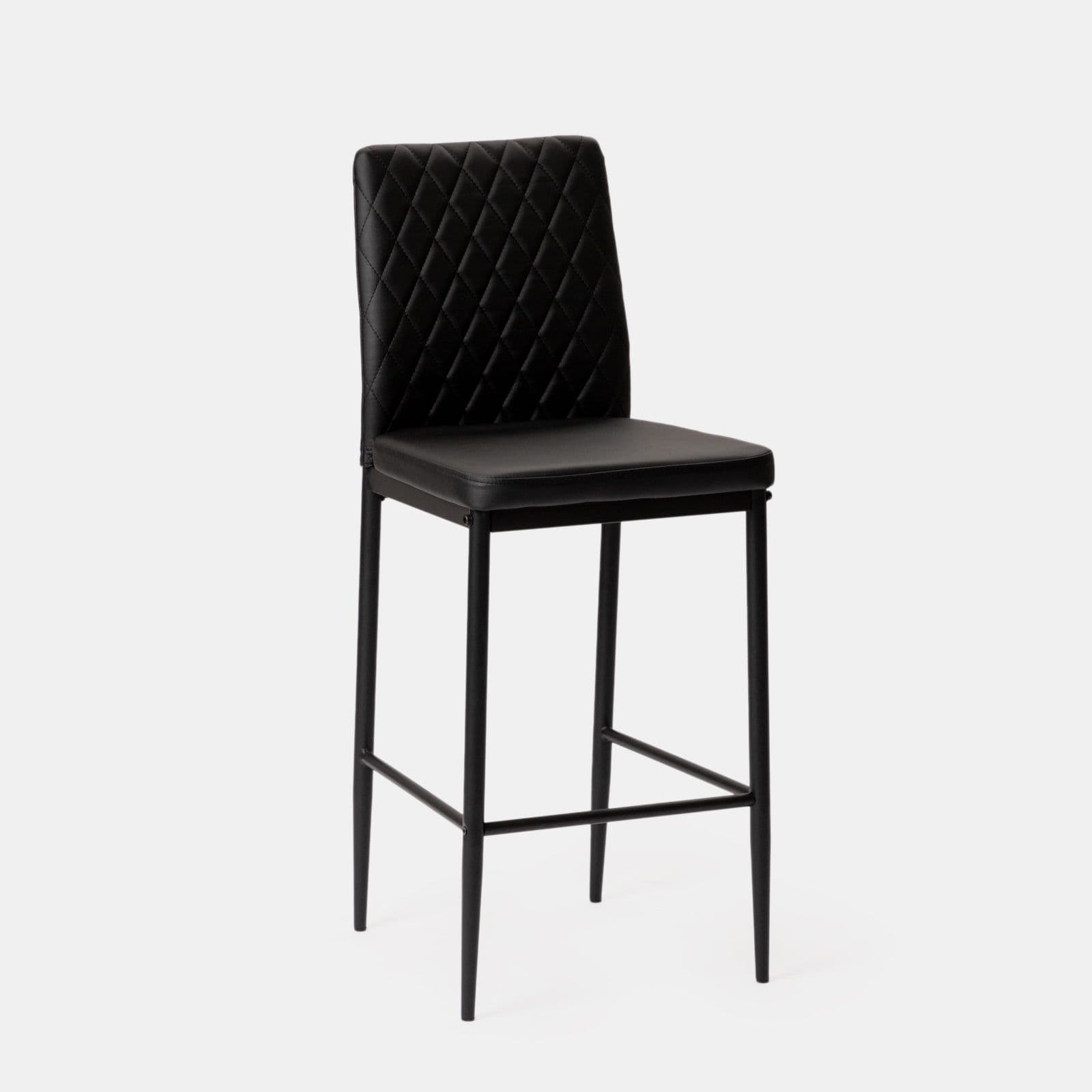 Set 2 sgabelli in similpelle nera con gambe in metallo nero - Frest