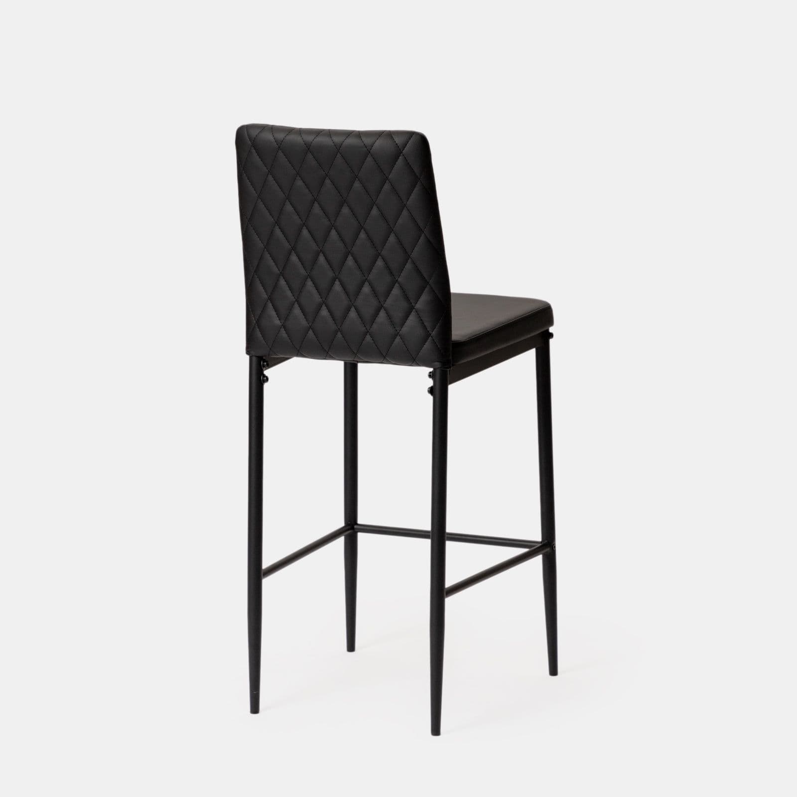 Set 2 sgabelli in similpelle nera con gambe in metallo nero - Frest