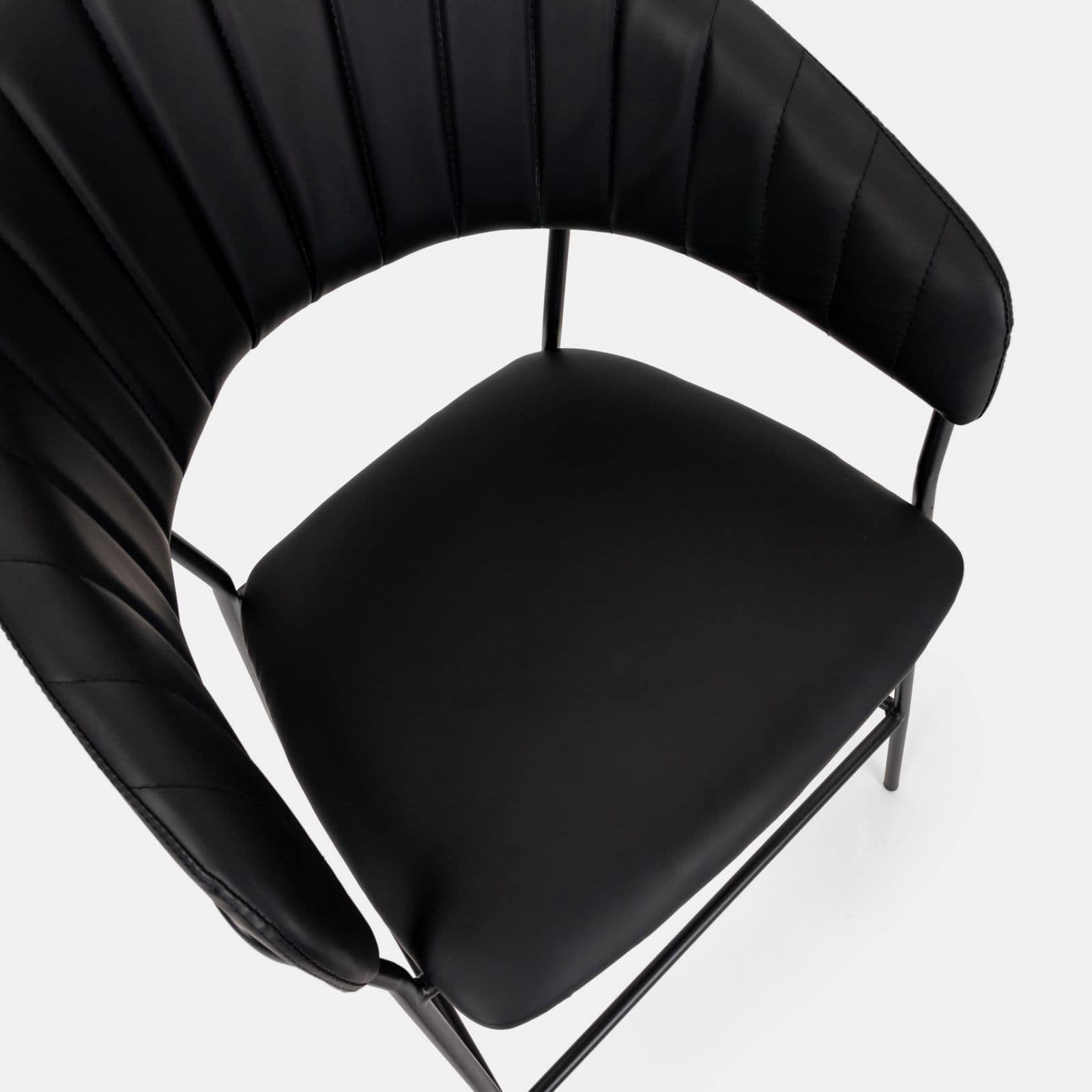 Set 2 sgabelli in similpelle nero con gambe nere - Anette
