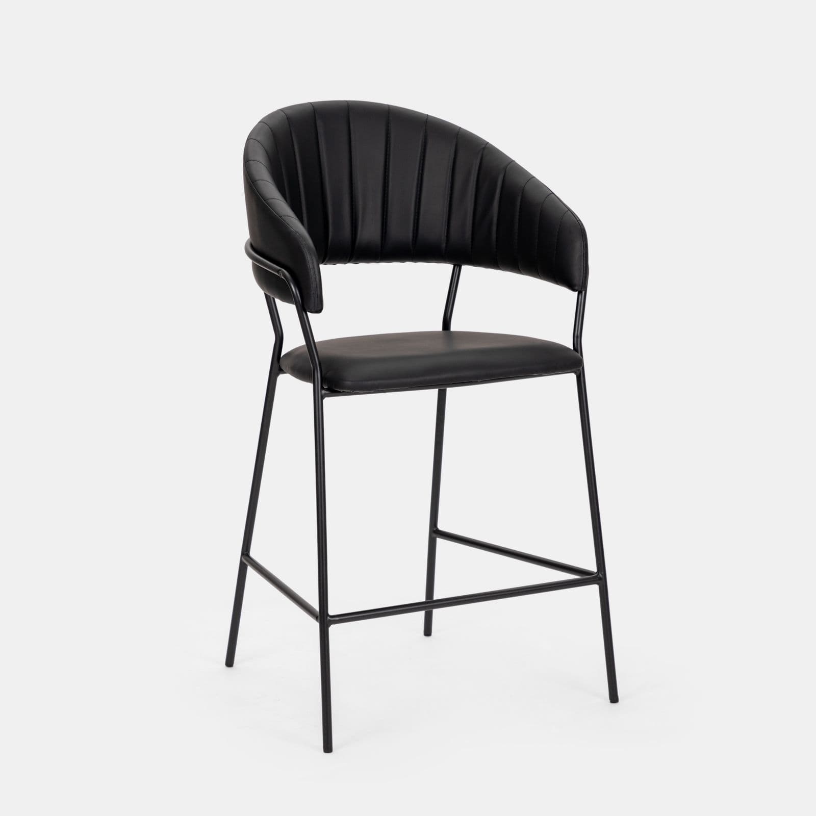 Set 2 sgabelli in similpelle nero con gambe nere - Anette