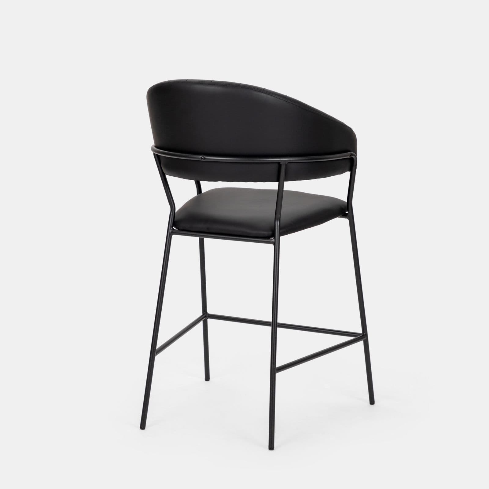 Set 2 sgabelli in similpelle nero con gambe nere - Anette