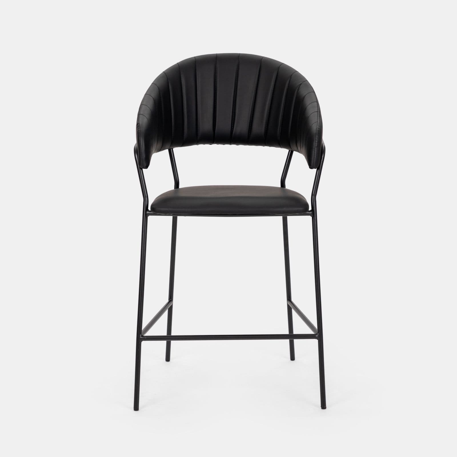 Set 2 sgabelli in similpelle nero con gambe nere - Anette