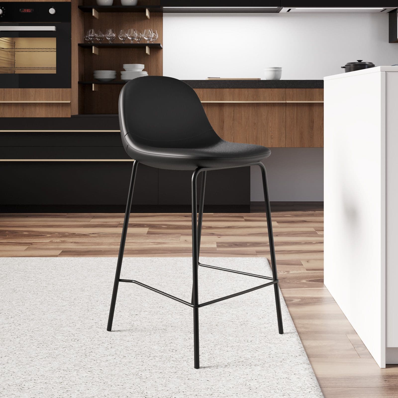 Set 2 sgabelli in similpelle nero - Kirda