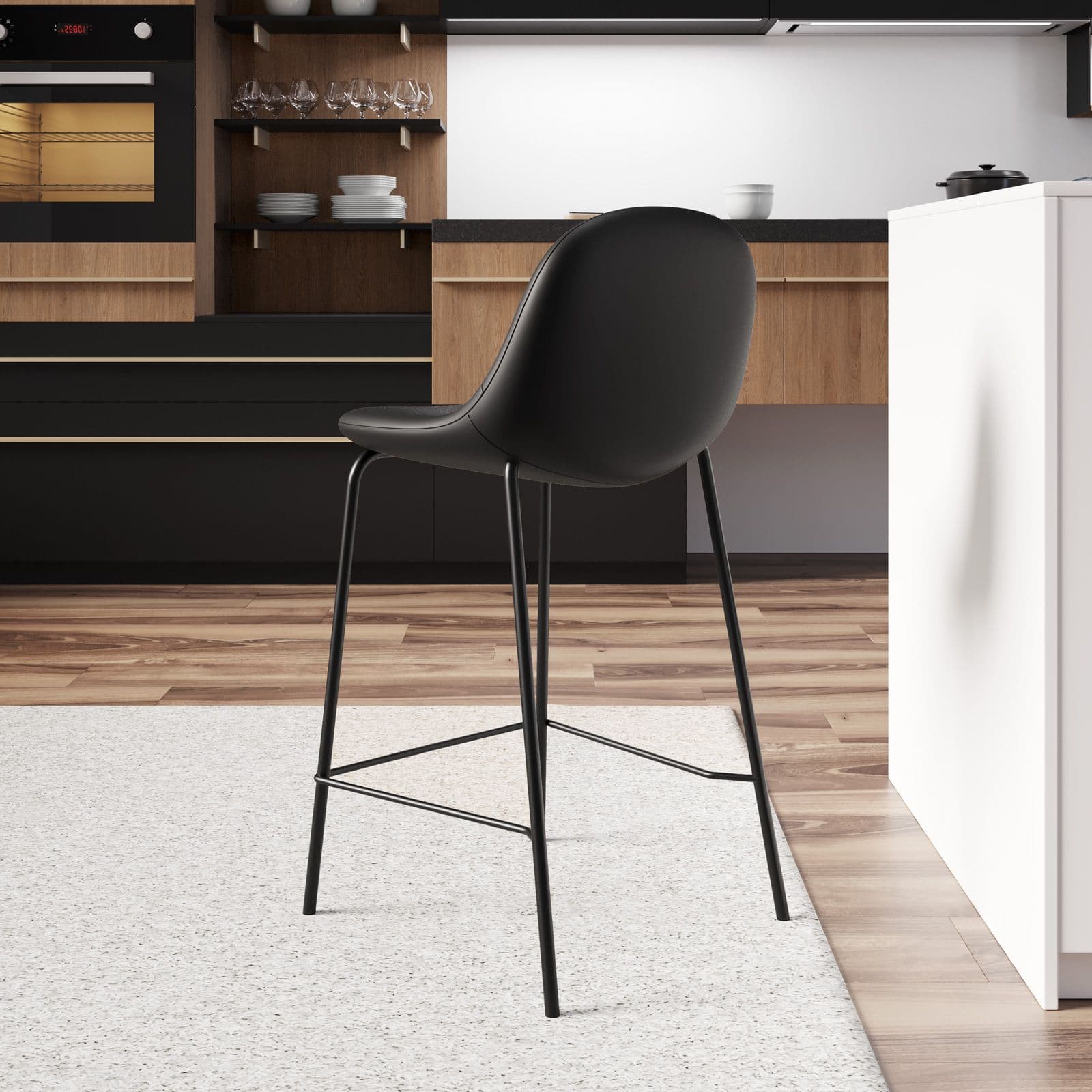 Set 2 sgabelli in similpelle nero - Kirda